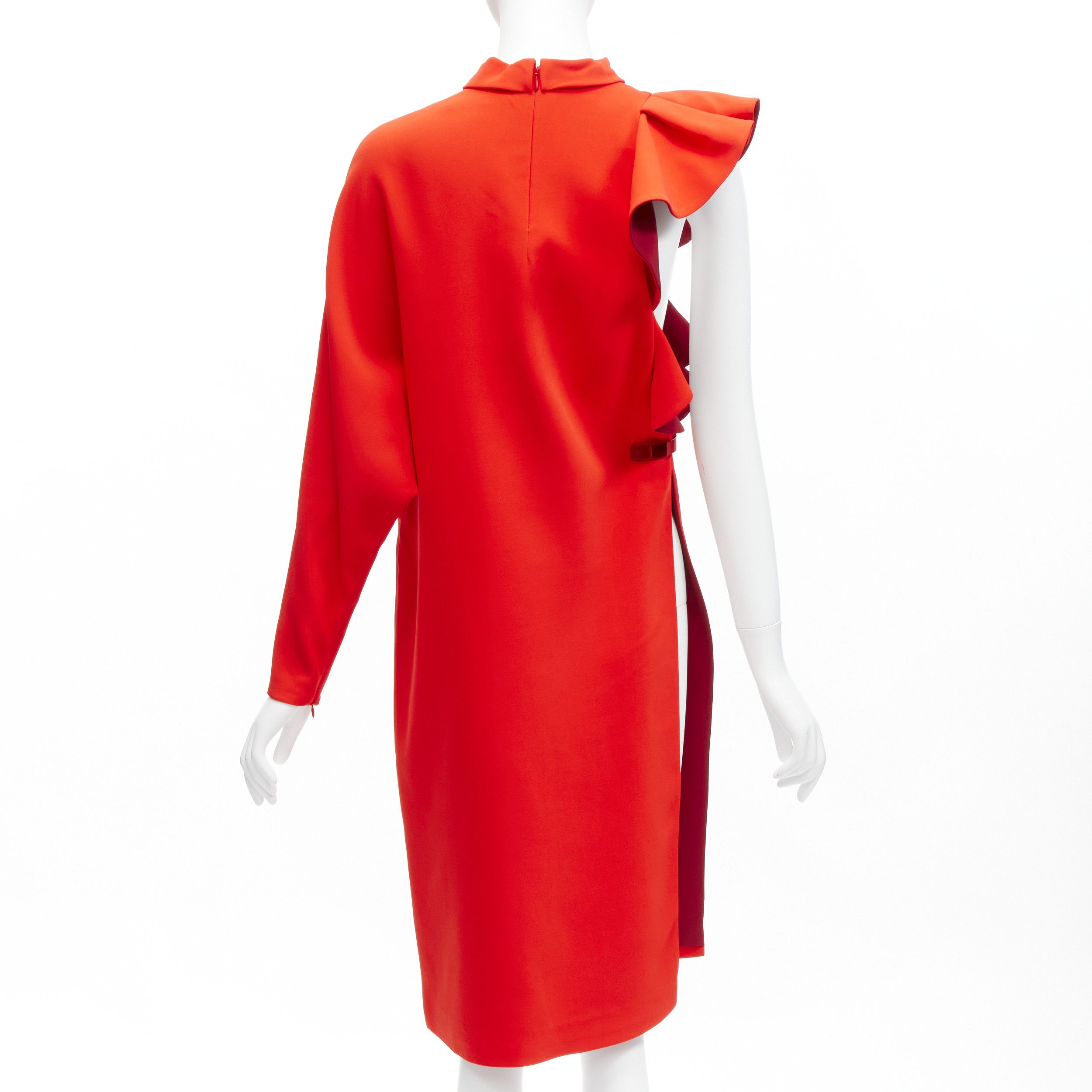 Givenchy GIVENCHY 2017 Tisci Tribute red crepe metal bar ruffle cutout tunic top FR36 S Size S / US 4 / IT 40 - 5 Thumbnail