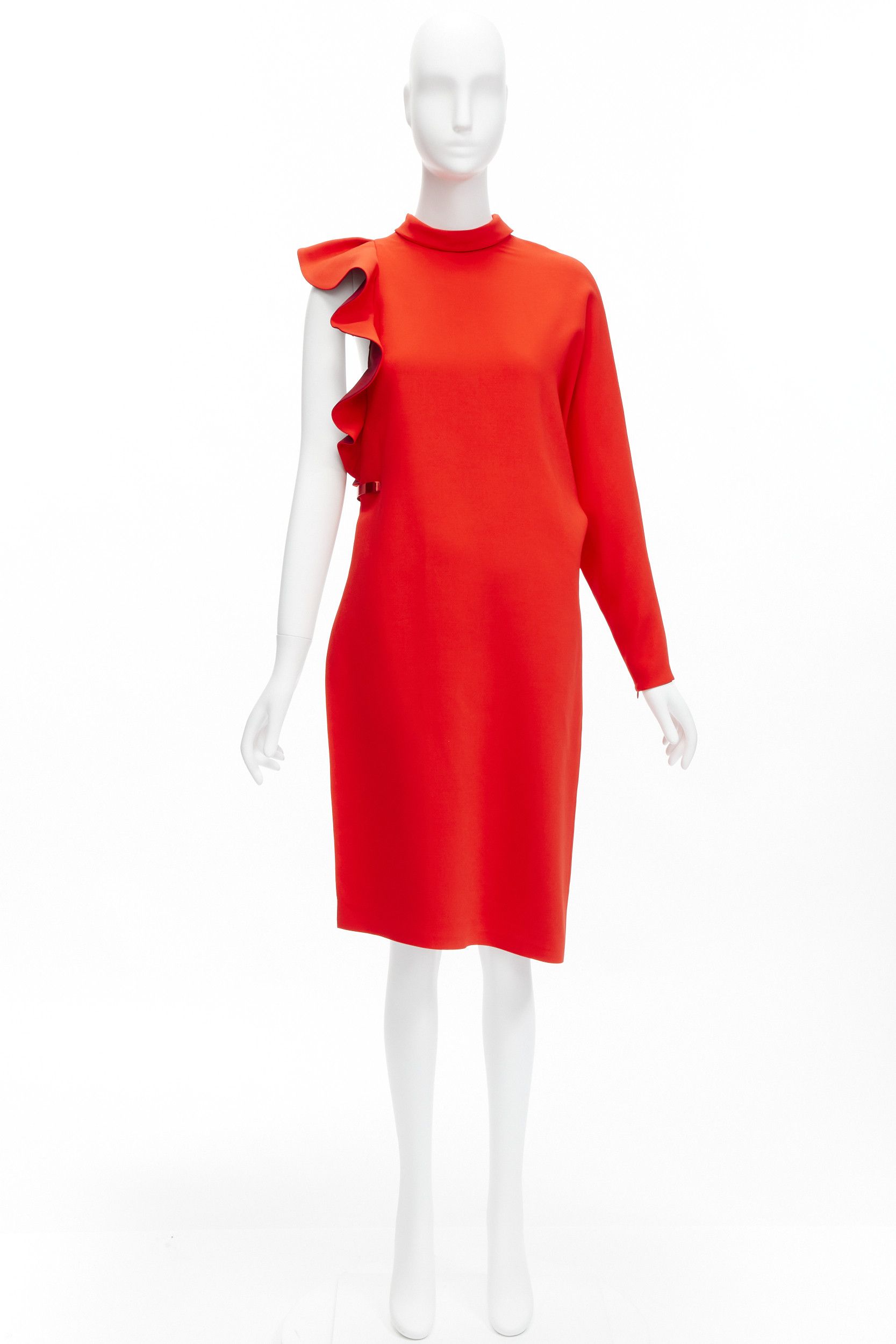Givenchy GIVENCHY 2017 Tisci Tribute red crepe metal bar ruffle cutout tunic top FR36 S Size S / US 4 / IT 40 - 10 Thumbnail