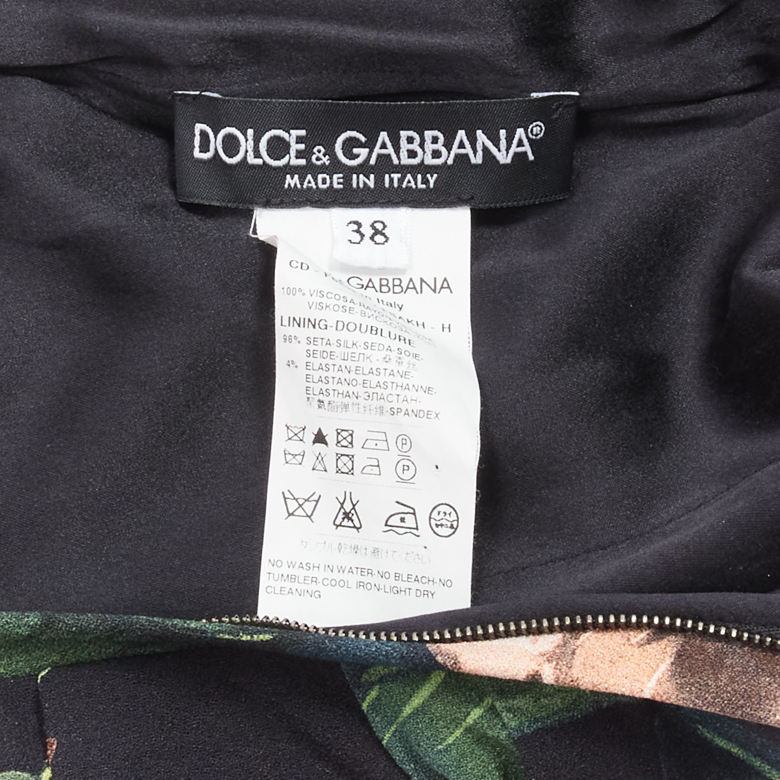 Dolce & Gabbana DOLCE GABBANA black pink rose print silk lined draped mid cocktail dress IT38 XS Size XS / US 0-2 / IT 36-38 - 9 Thumbnail