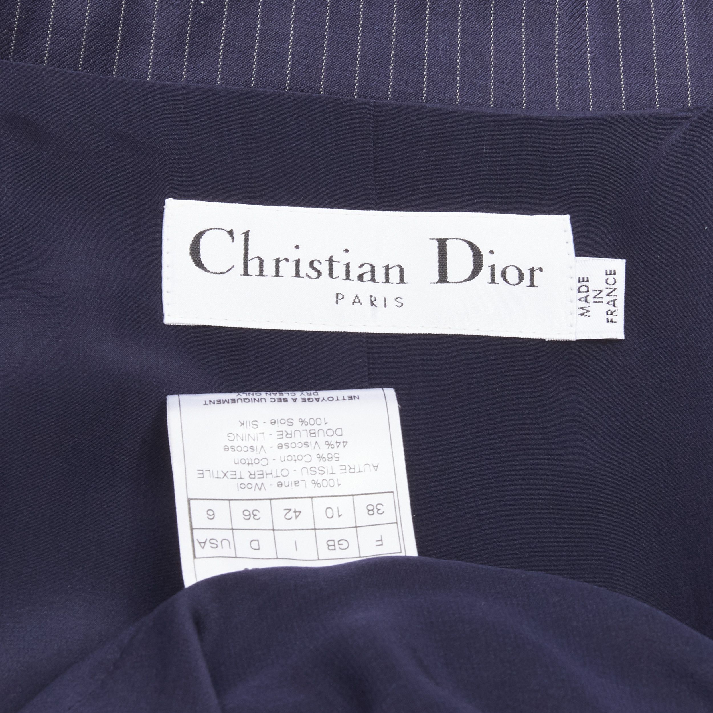 Dior CHRISTIAN DIOR John Galliano Vintage navy pinstripe purple topstitch bar jacket blazer FR38 M Size M / US 6-8 / IT 42-44 - 10 Thumbnail