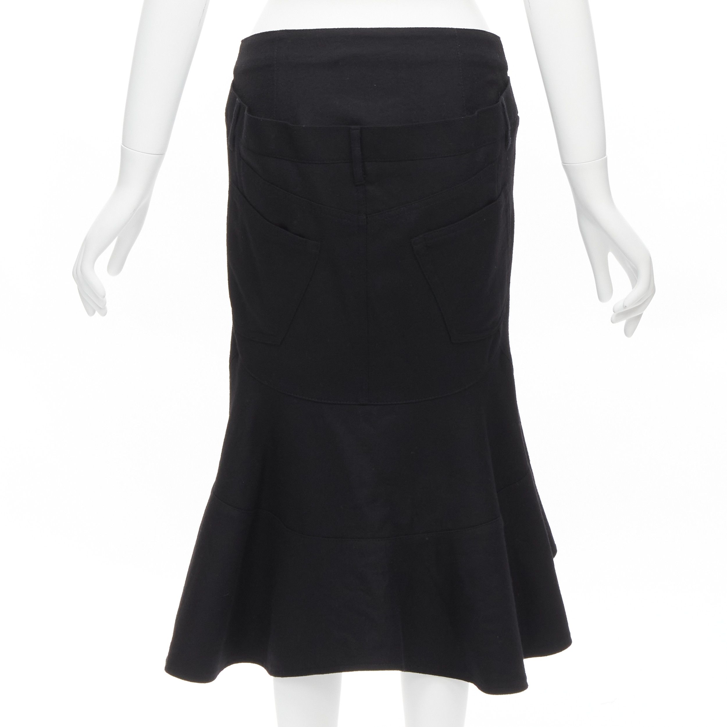 Junya Watanabe JUNYA WATANABE 2013 black wool studded pocket polka dot lined deconstructed flare skirt S Size 27" / US 4 / IT 40 - 5 Thumbnail