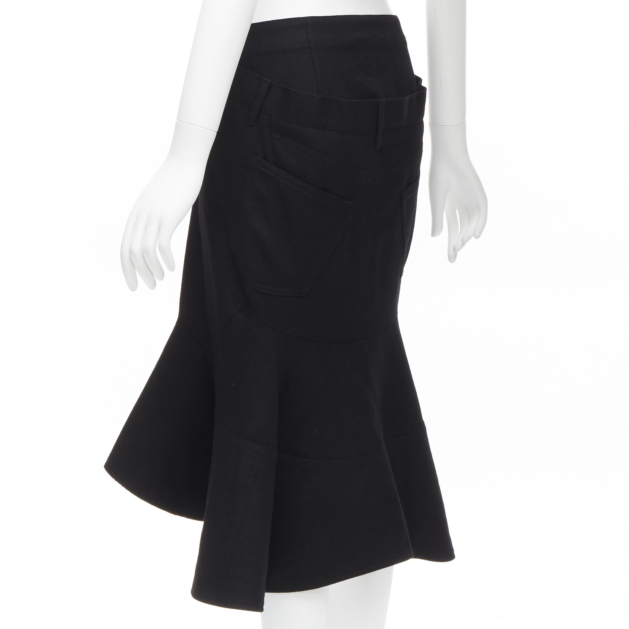 Junya Watanabe JUNYA WATANABE 2013 black wool studded pocket polka dot lined deconstructed flare skirt S Size 27" / US 4 / IT 40 - 6 Thumbnail