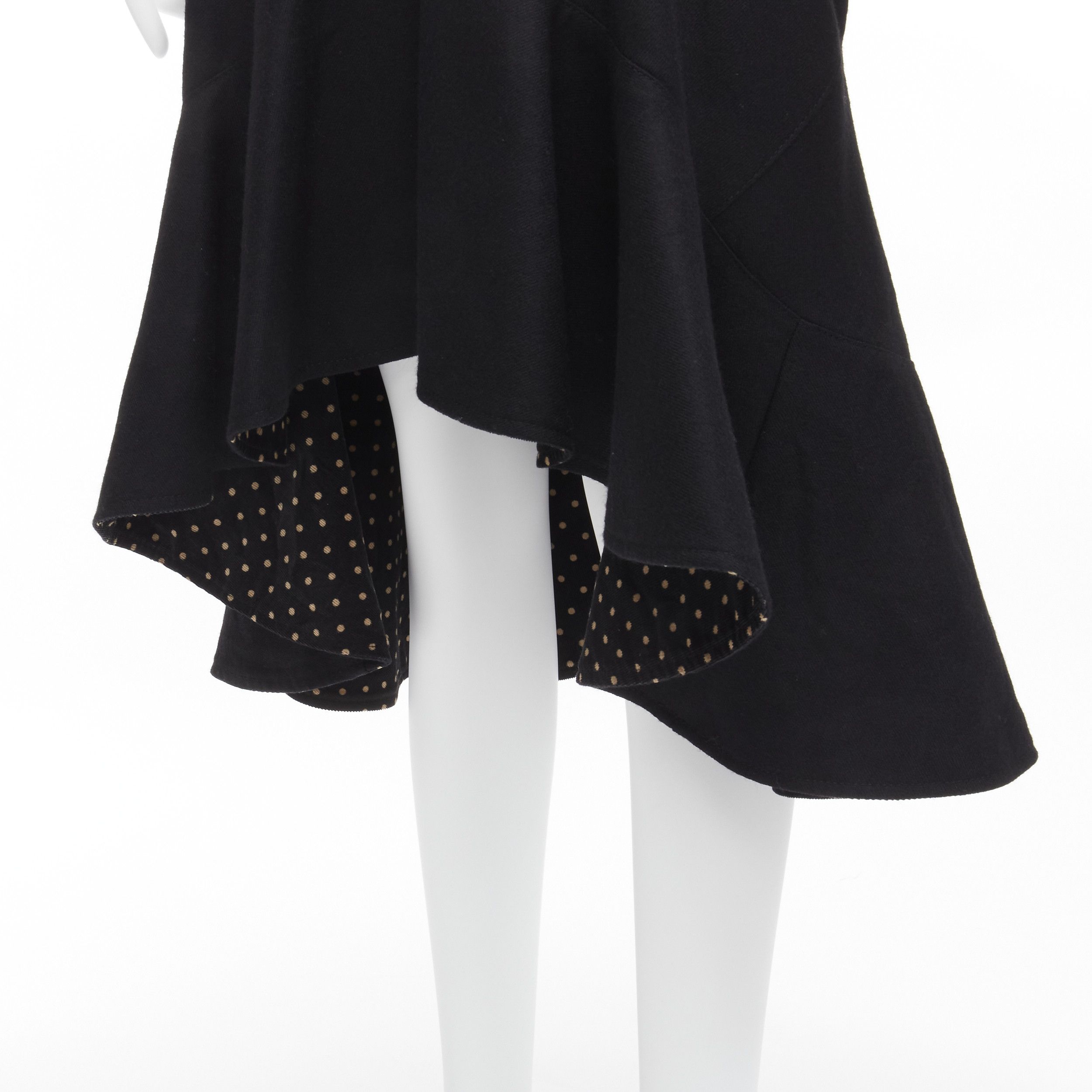 Junya Watanabe JUNYA WATANABE 2013 black wool studded pocket polka dot lined deconstructed flare skirt S Size 27" / US 4 / IT 40 - 8 Thumbnail