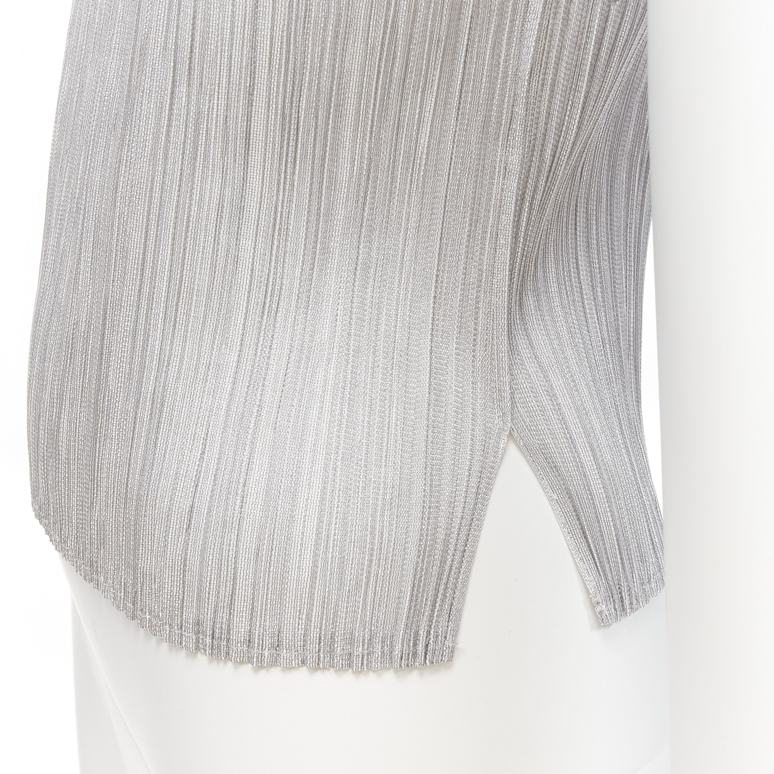 Issey Miyake ISSEY MIYAKE PLEATS PLEASE silver spike collar angular cut pleats top JP3 L Size M / US 6-8 / IT 42-44 - 8 Thumbnail