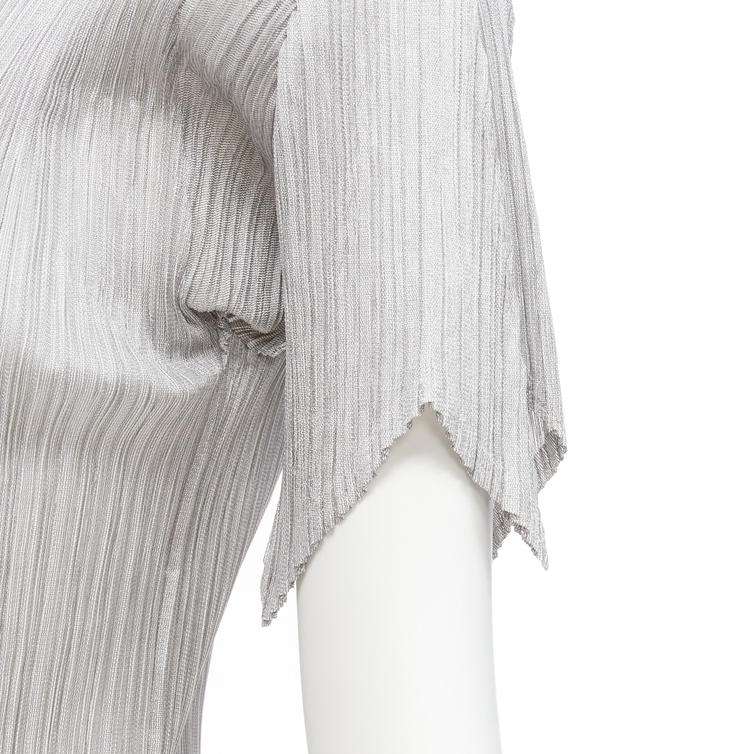 Issey Miyake ISSEY MIYAKE PLEATS PLEASE silver spike collar angular cut pleats top JP3 L Size M / US 6-8 / IT 42-44 - 7 Thumbnail