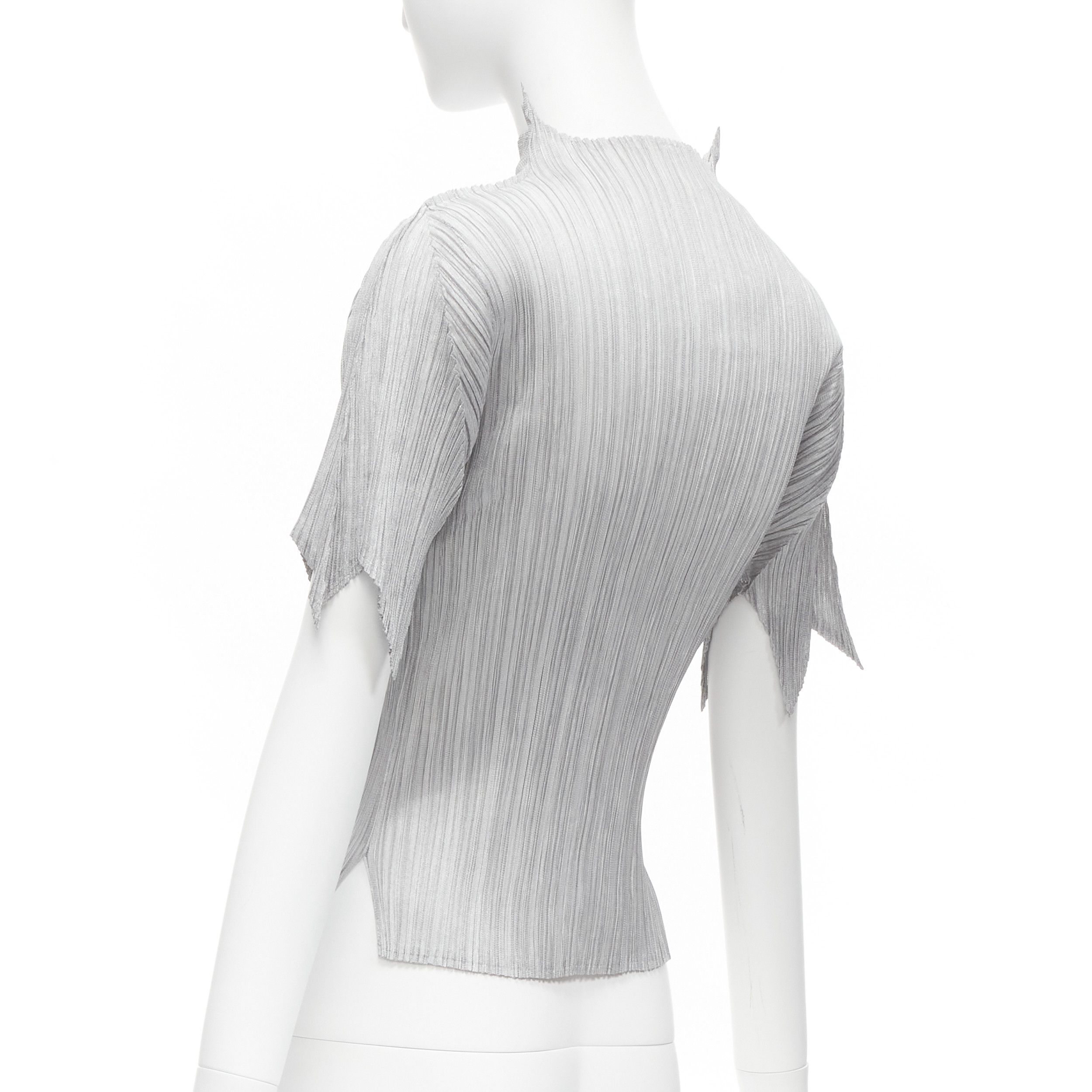 Issey Miyake ISSEY MIYAKE PLEATS PLEASE silver spike collar angular cut pleats top JP3 L Size M / US 6-8 / IT 42-44 - 6 Thumbnail