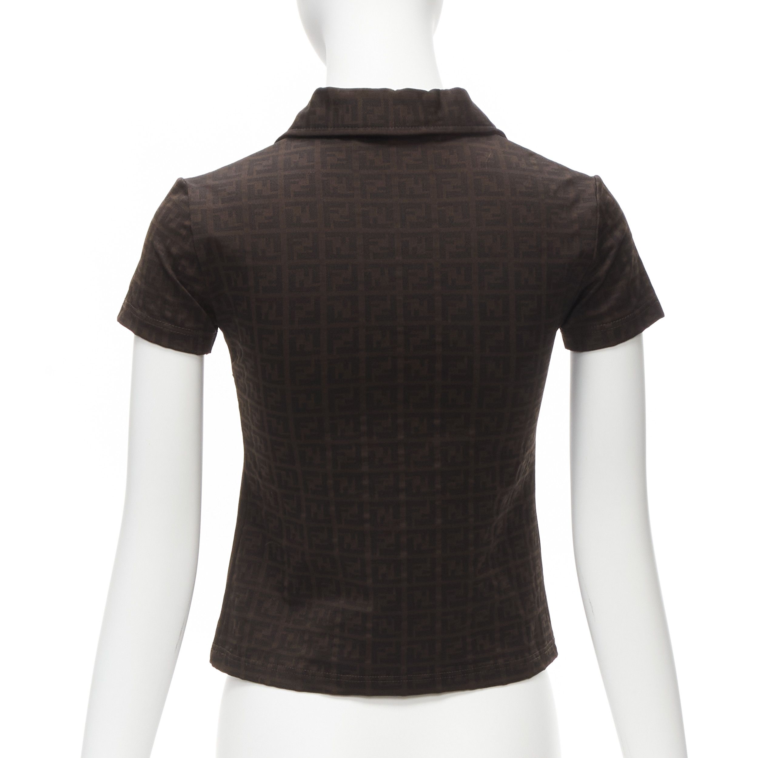 Fendi FENDI MARE Vintage brown FF Zucca monogram jacquard polo top IT40 S Size S / US 4 / IT 40 - 5 Thumbnail