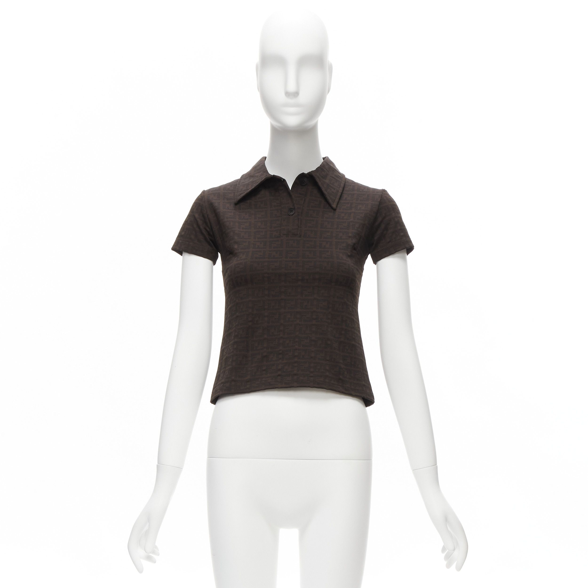Fendi FENDI MARE Vintage brown FF Zucca monogram jacquard polo top IT40 S Size S / US 4 / IT 40 - 10 Thumbnail