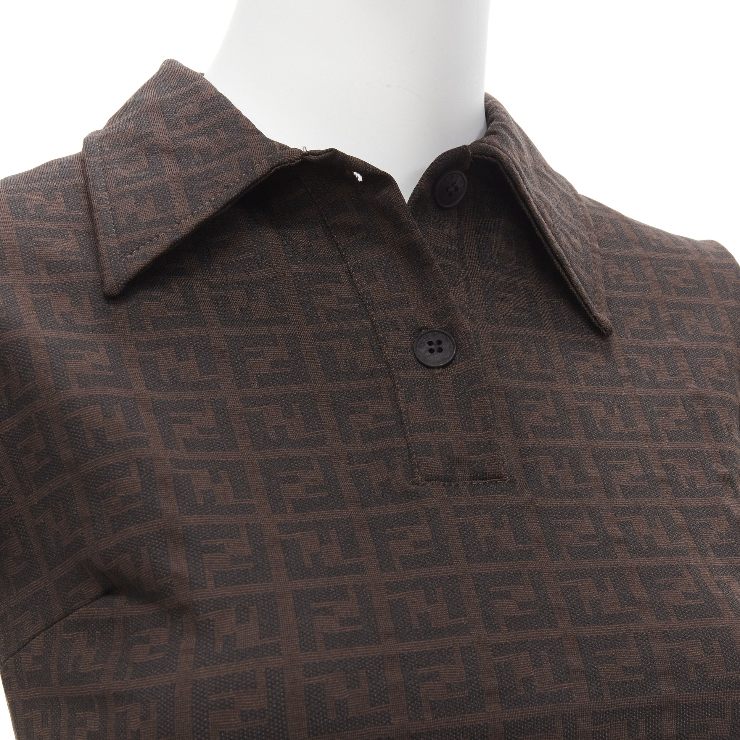 Fendi FENDI MARE Vintage brown FF Zucca monogram jacquard polo top IT40 S Size S / US 4 / IT 40 - 2 Thumbnail