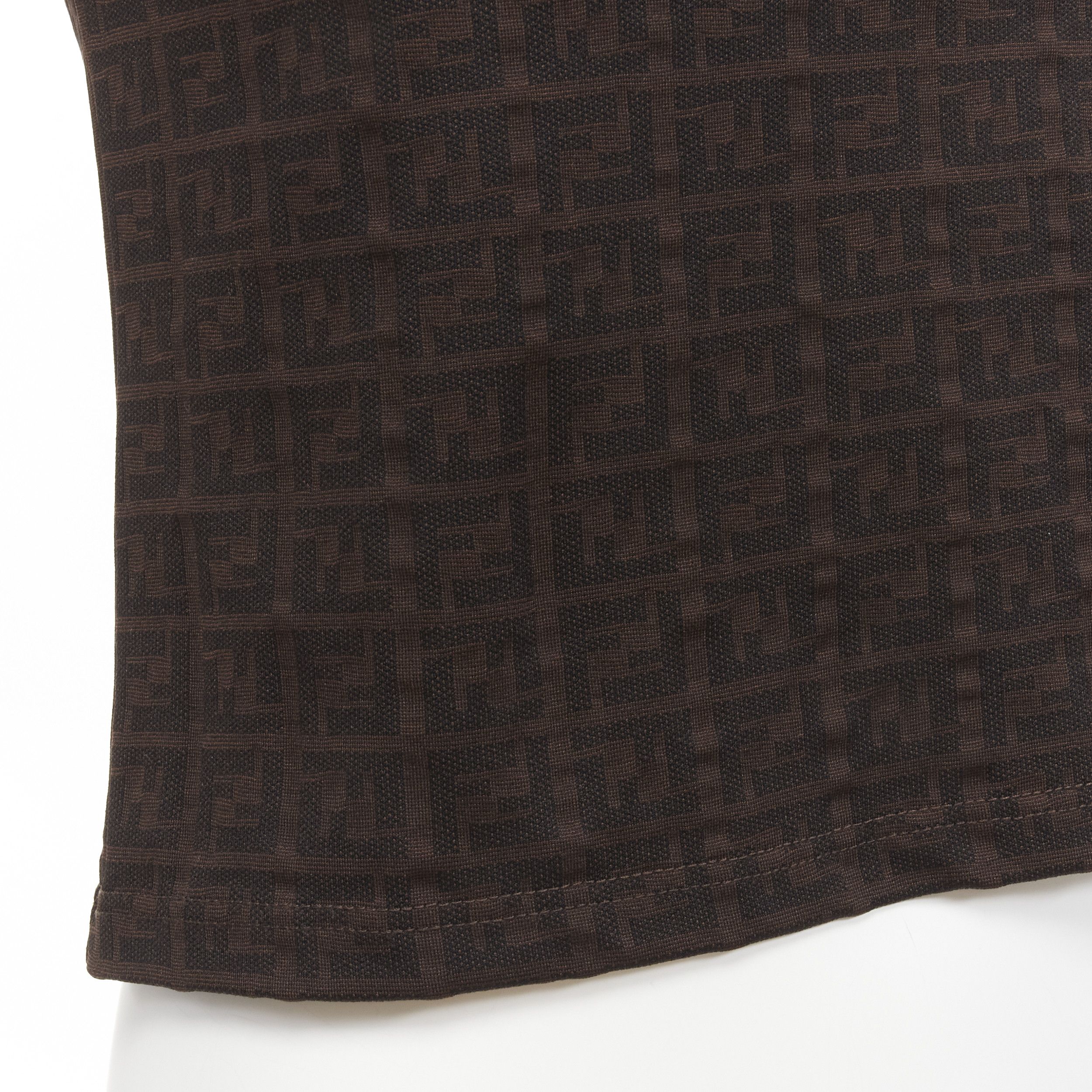 Fendi FENDI MARE Vintage brown FF Zucca monogram jacquard polo top IT40 S Size S / US 4 / IT 40 - 7 Thumbnail