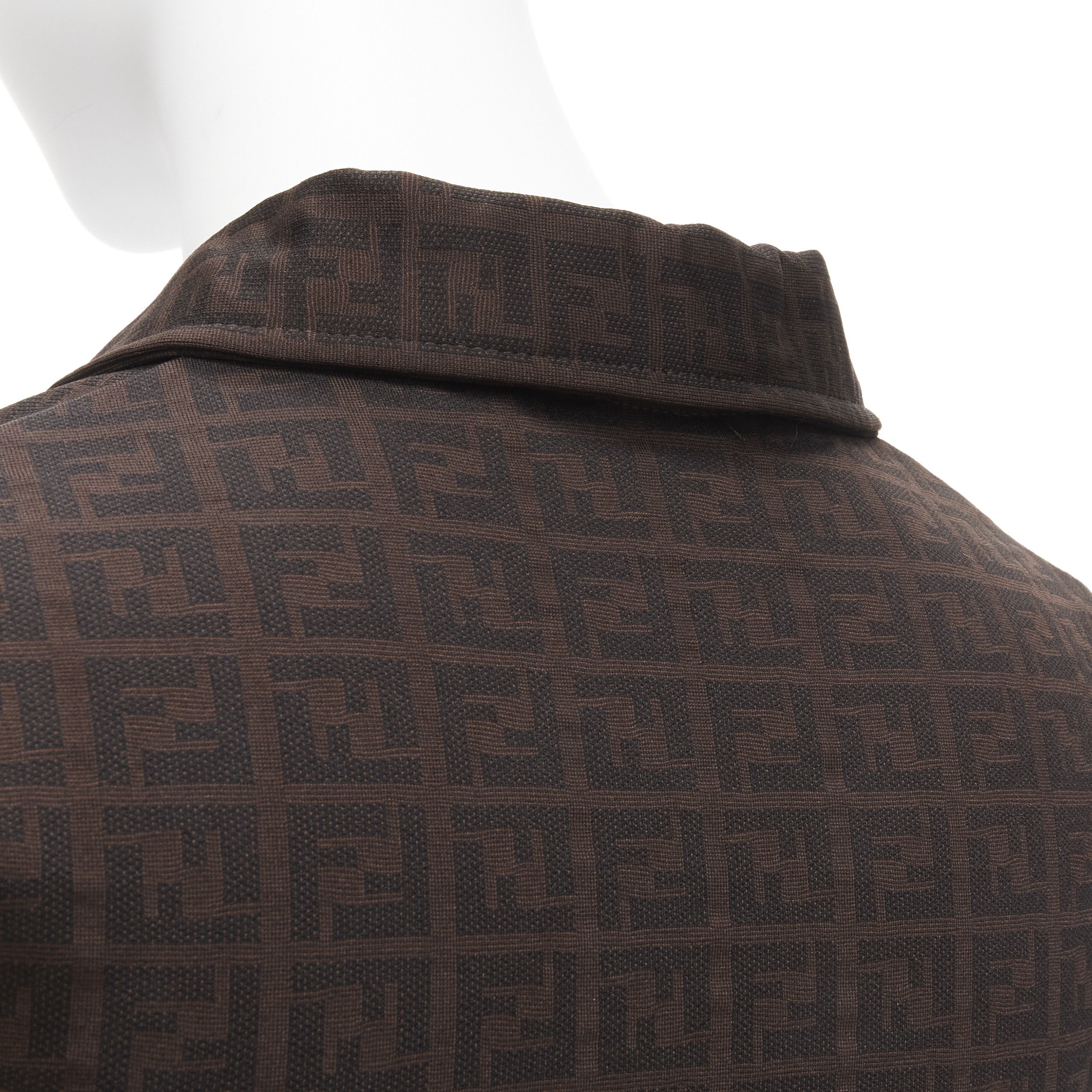 Fendi FENDI MARE Vintage brown FF Zucca monogram jacquard polo top IT40 S Size S / US 4 / IT 40 - 8 Thumbnail