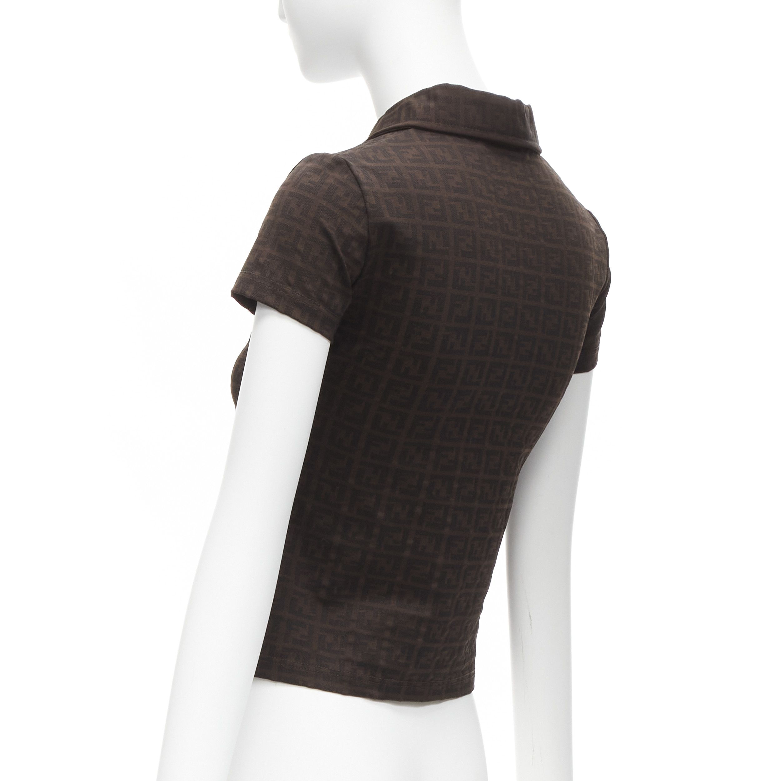 Fendi FENDI MARE Vintage brown FF Zucca monogram jacquard polo top IT40 S Size S / US 4 / IT 40 - 6 Thumbnail