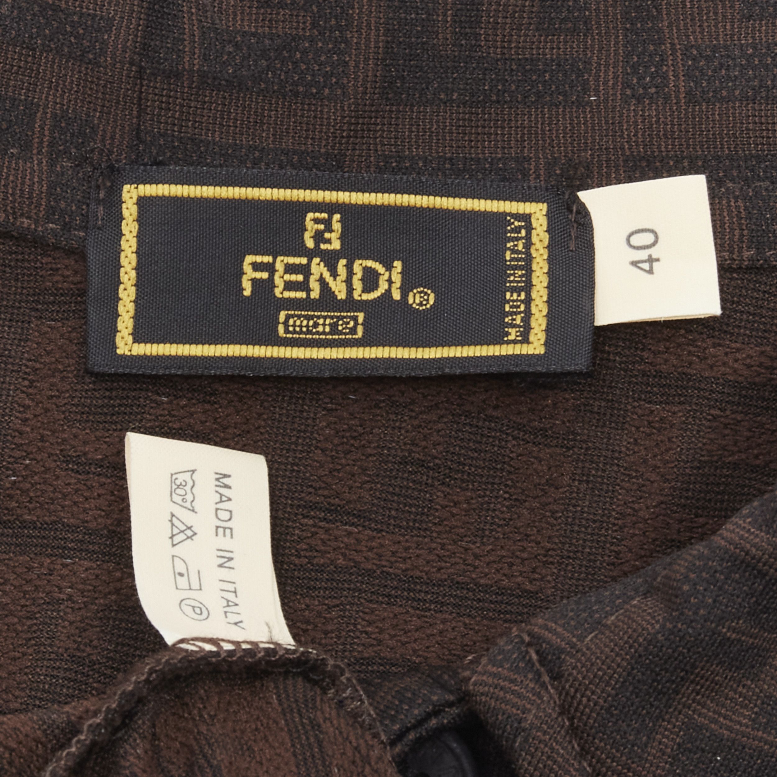 Fendi FENDI MARE Vintage brown FF Zucca monogram jacquard polo top IT40 S Size S / US 4 / IT 40 - 9 Thumbnail