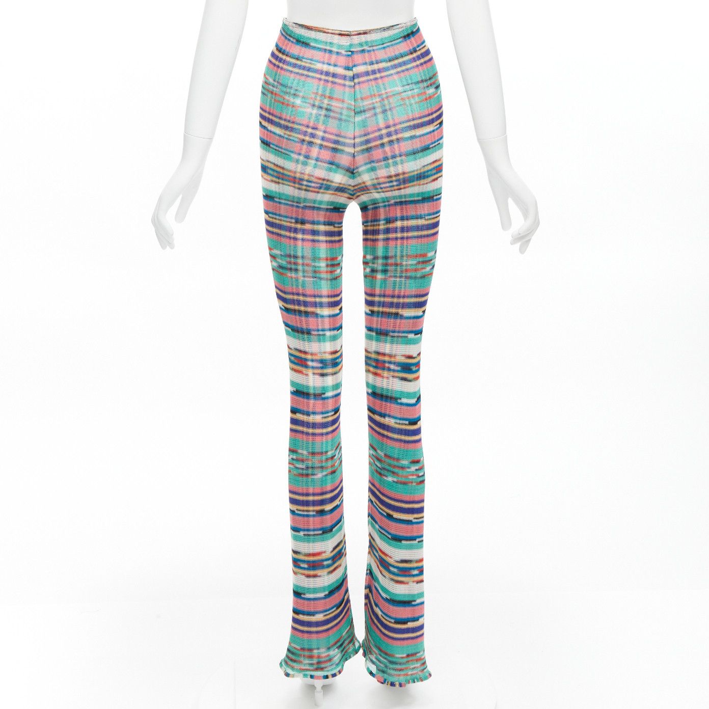 Missoni MISSONI Signature colorful psychedelic stripe high waisted double layer flared pants IT38 XS Size 26" / US 2 / IT 38 - 5 Thumbnail