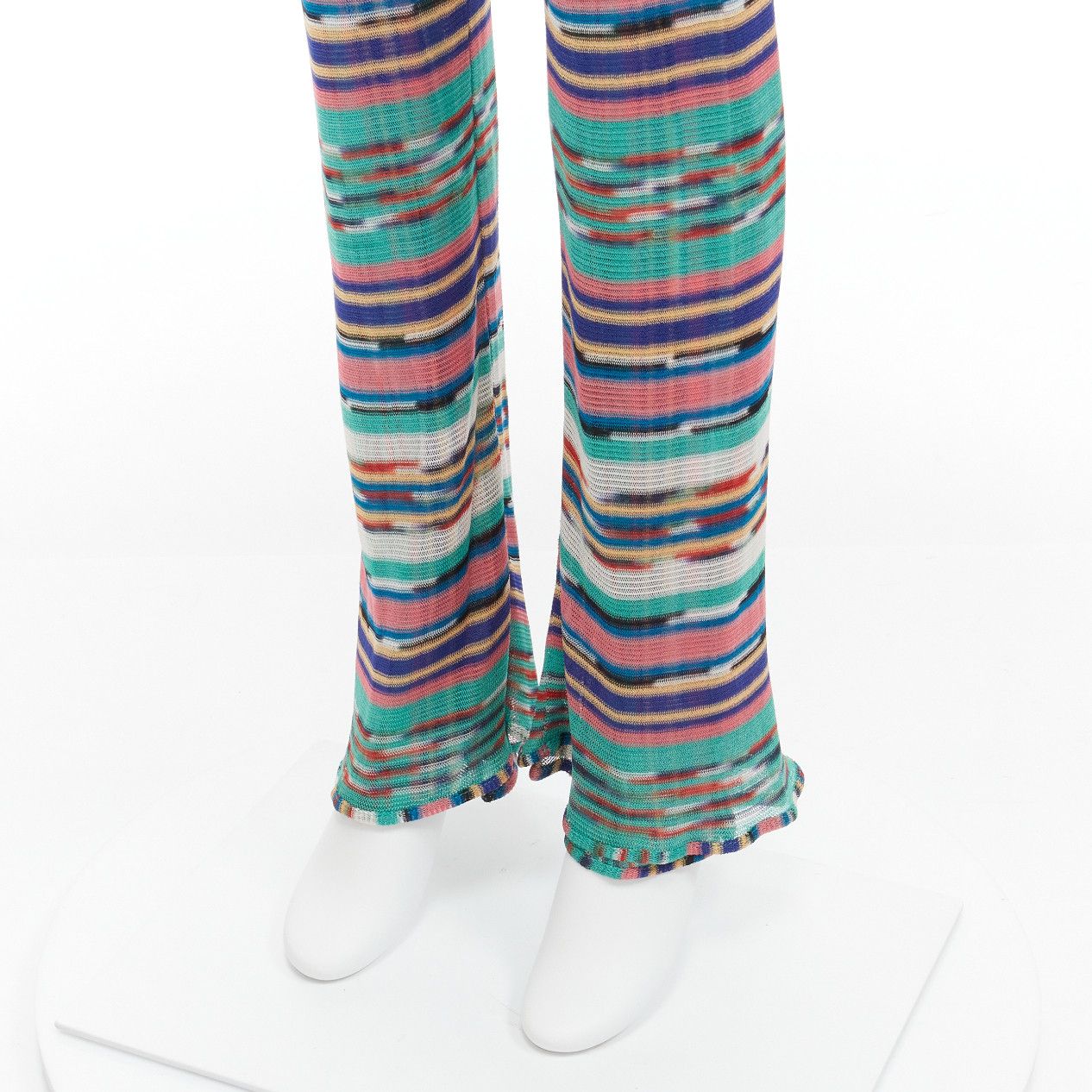 Missoni MISSONI Signature colorful psychedelic stripe high waisted double layer flared pants IT38 XS Size 26" / US 2 / IT 38 - 2 Thumbnail