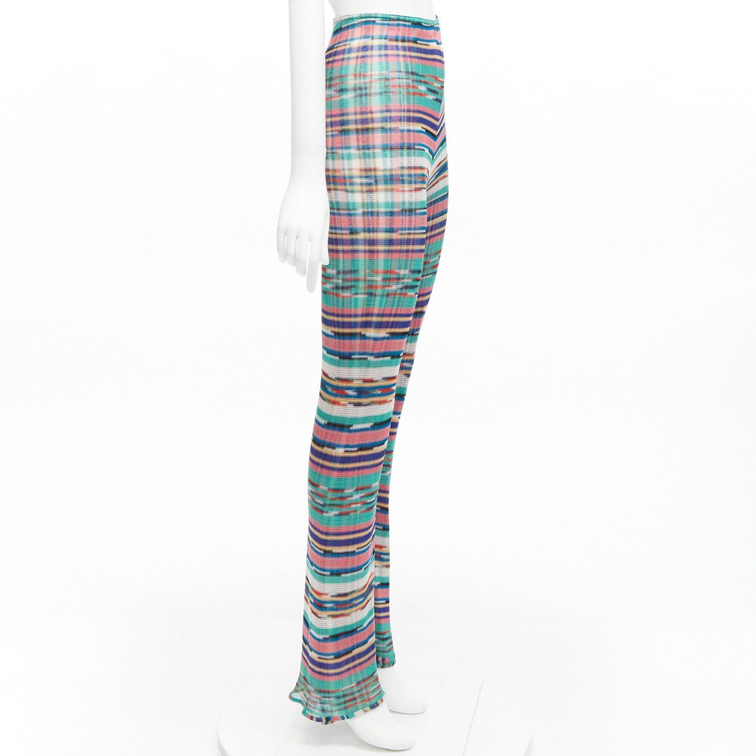 Missoni MISSONI Signature colorful psychedelic stripe high waisted double layer flared pants IT38 XS Size 26" / US 2 / IT 38 - 4 Thumbnail