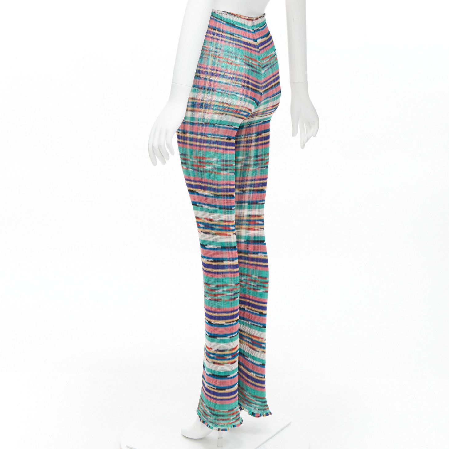 Missoni MISSONI Signature colorful psychedelic stripe high waisted double layer flared pants IT38 XS Size 26" / US 2 / IT 38 - 6 Thumbnail