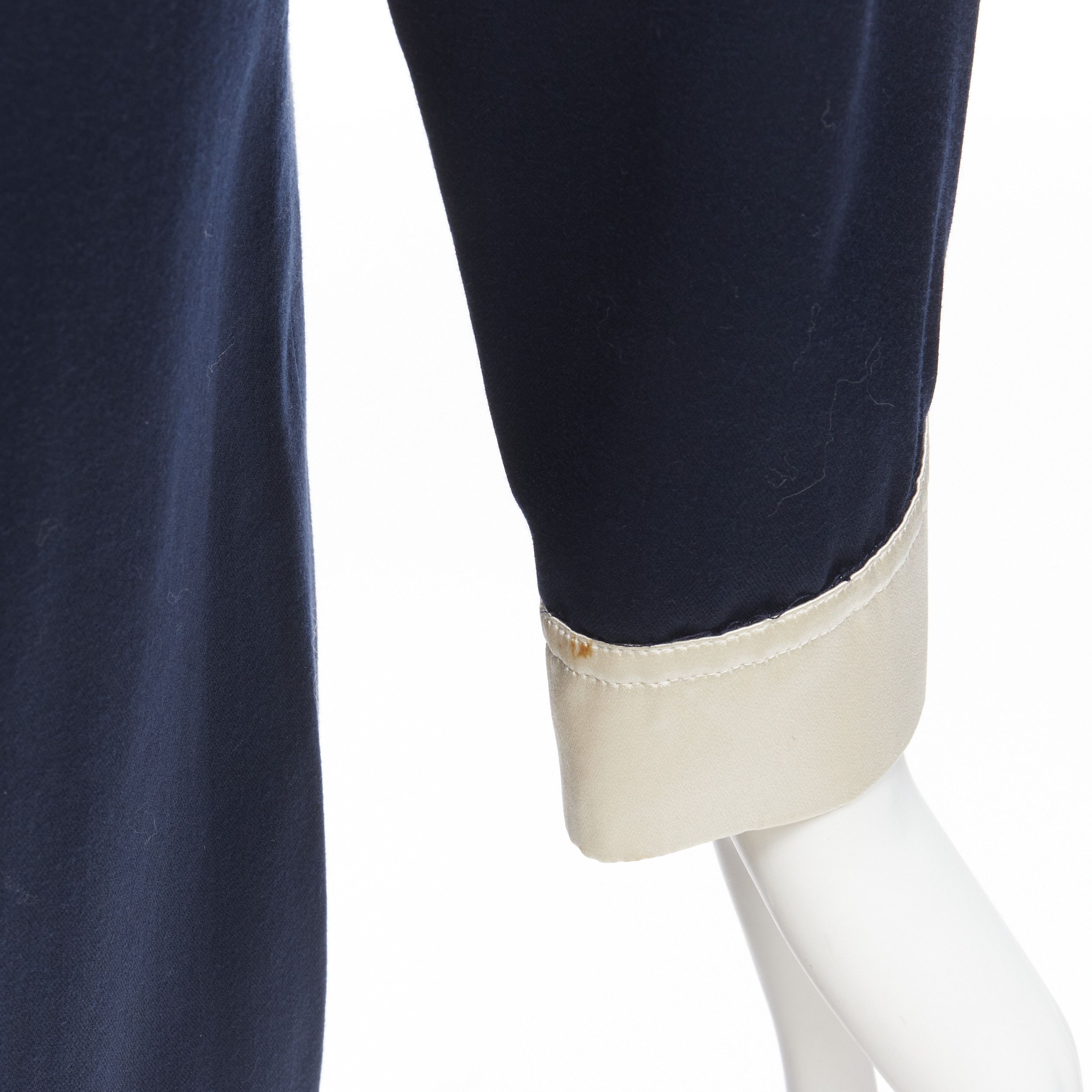 Chanel CHANEL Vintage gold pearl button cream navy two tone wool silk dress FR36 S Size S / US 4 / IT 40 - 8 Thumbnail