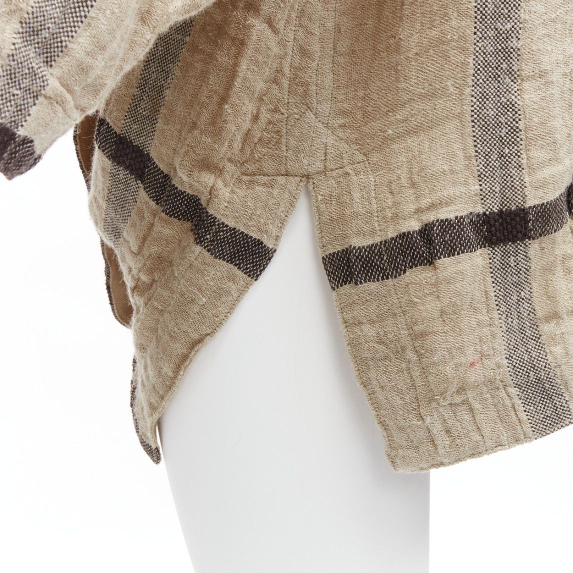 Issey Miyake ISSEY MIYAKE 1980s Vintage beige black check wrap front oversized crinkle coat JP9 Size ONE SIZE - 8 Thumbnail