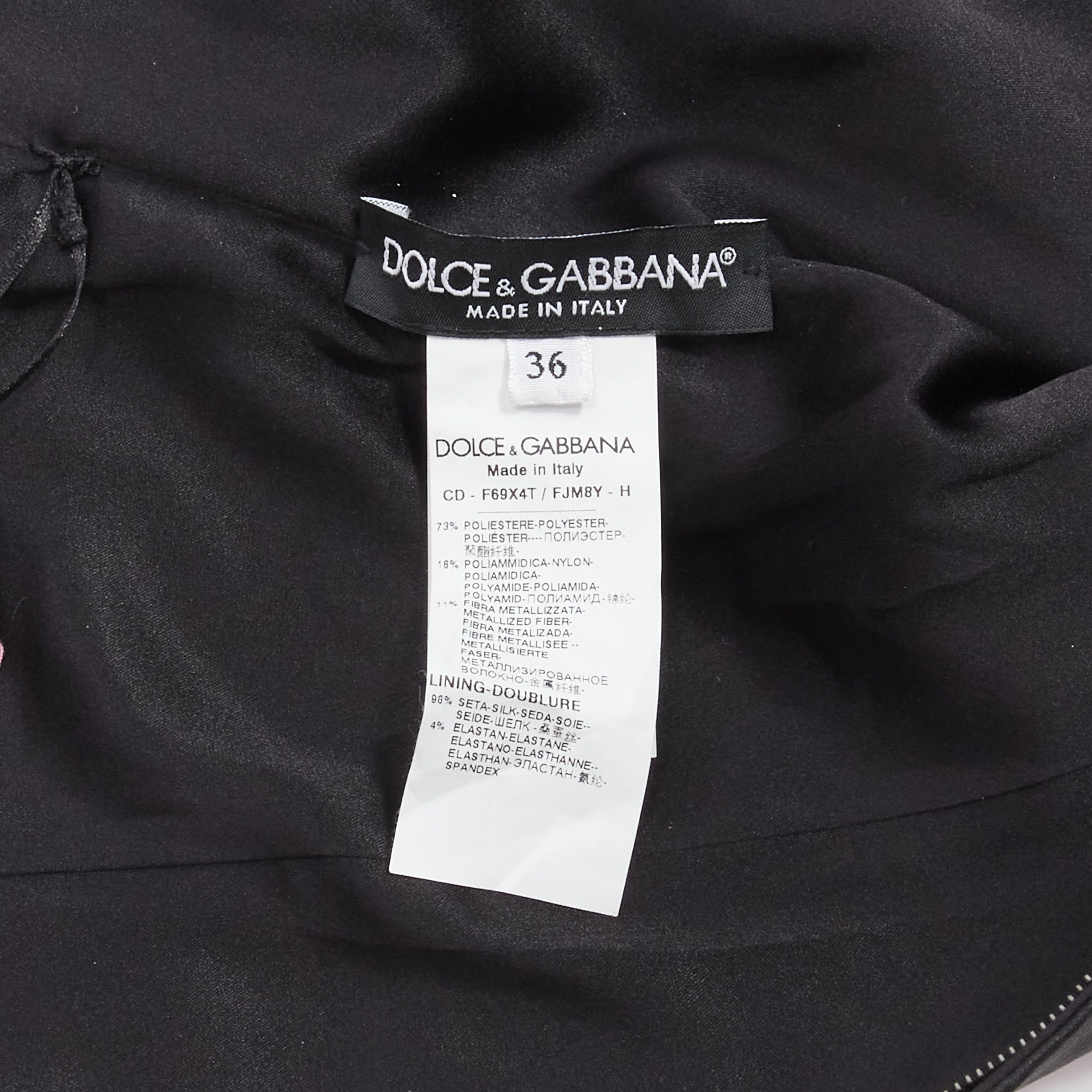 Dolce & Gabbana DOLCE GABBANA black pink floral jacquard off shoulder corsetted dress IT36 XXS Size XS / US 0-2 / IT 36-38 - 9 Thumbnail