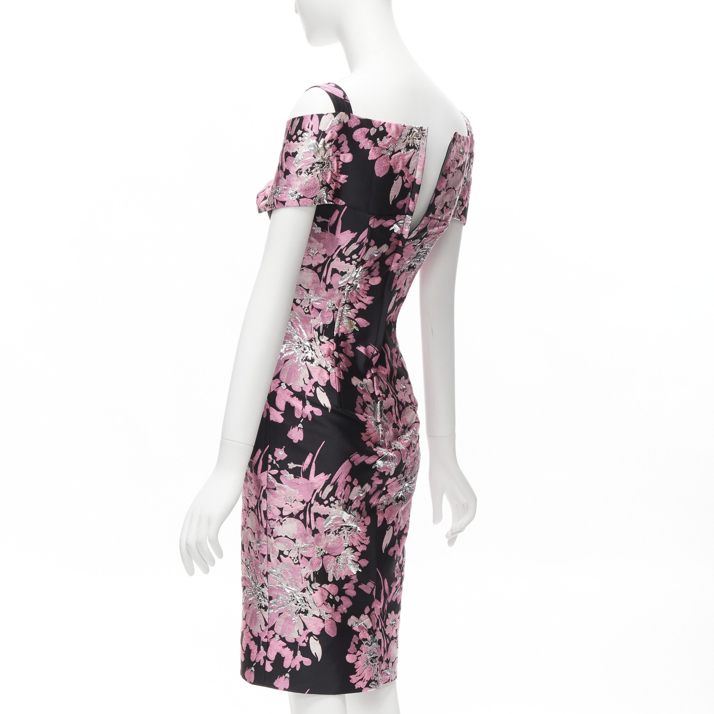 Dolce & Gabbana DOLCE GABBANA black pink floral jacquard off shoulder corsetted dress IT36 XXS Size XS / US 0-2 / IT 36-38 - 6 Thumbnail