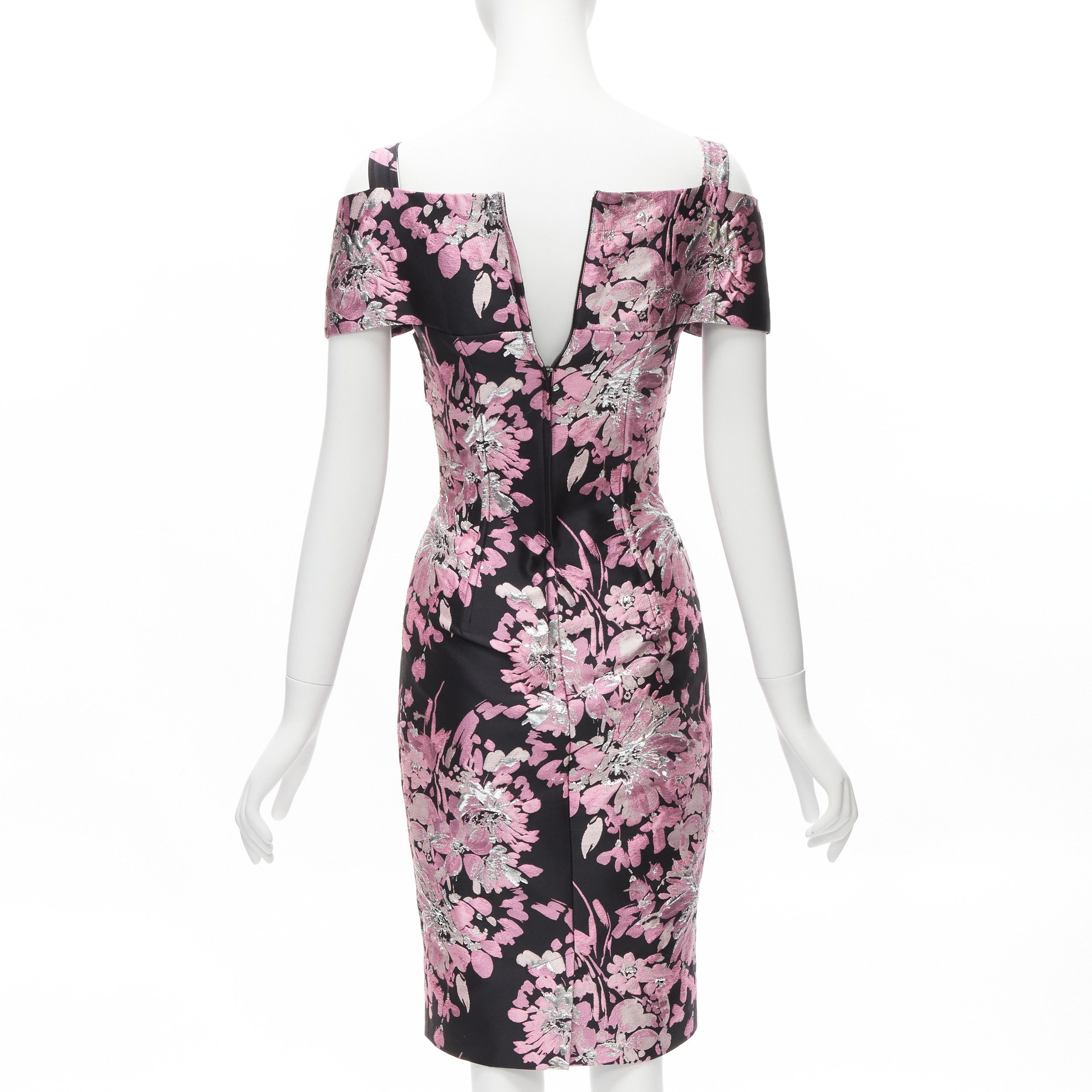 Dolce & Gabbana DOLCE GABBANA black pink floral jacquard off shoulder corsetted dress IT36 XXS Size XS / US 0-2 / IT 36-38 - 5 Thumbnail