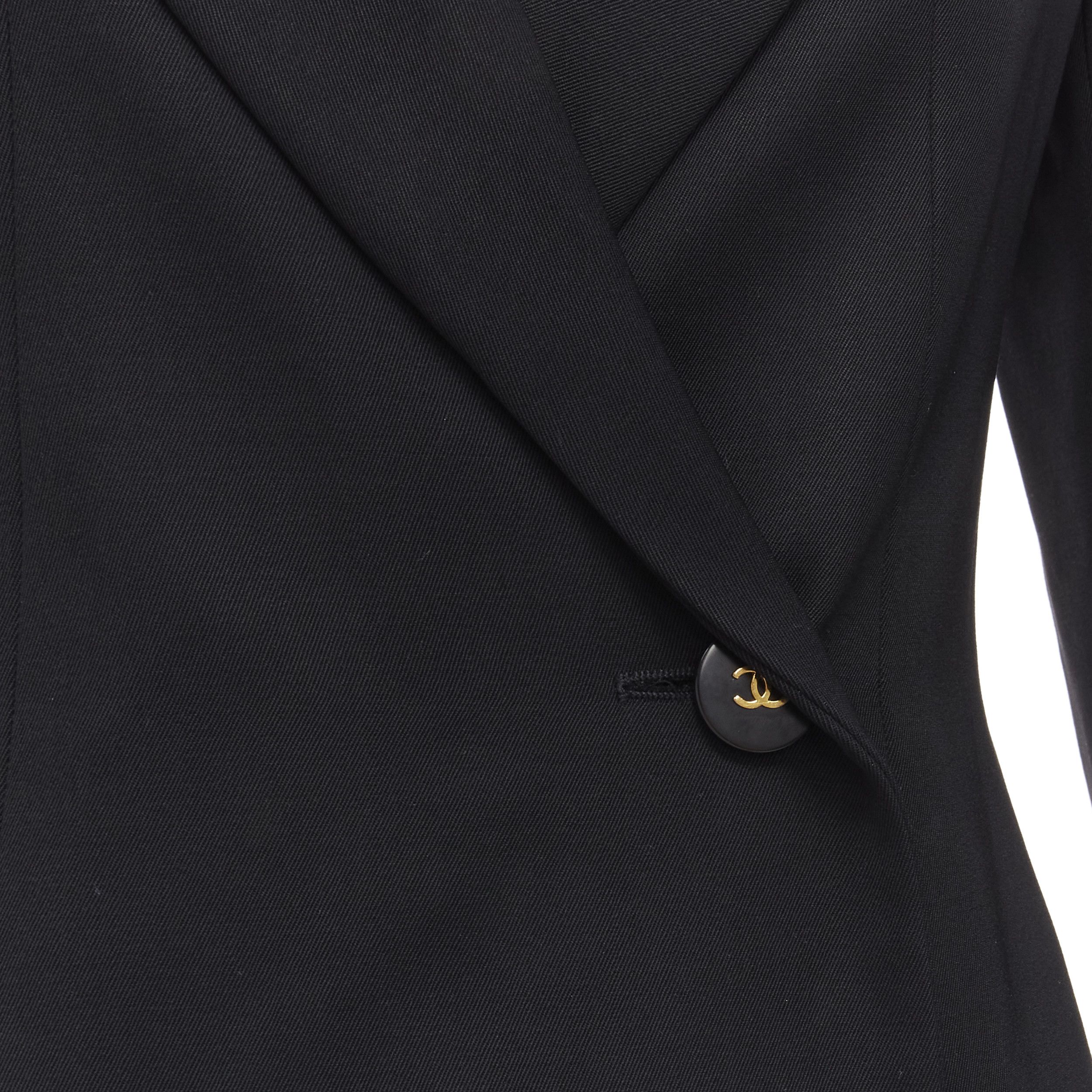 Chanel CHANEL 94A Vintage black wool gold CC button monogram lining blazer FR34 XS Size XS / US 0-2 / IT 36-38 - 7 Thumbnail