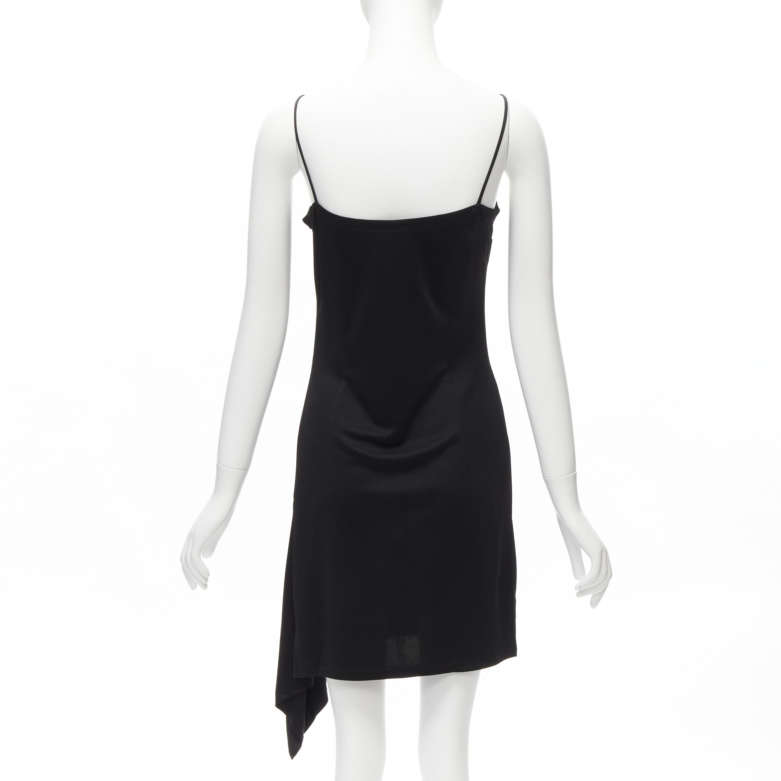 Versace GIANNI VERSACE Vintage gold logo charm asymmetric drape slip mini dress Size S / US 4 / IT 40 - 5 Thumbnail