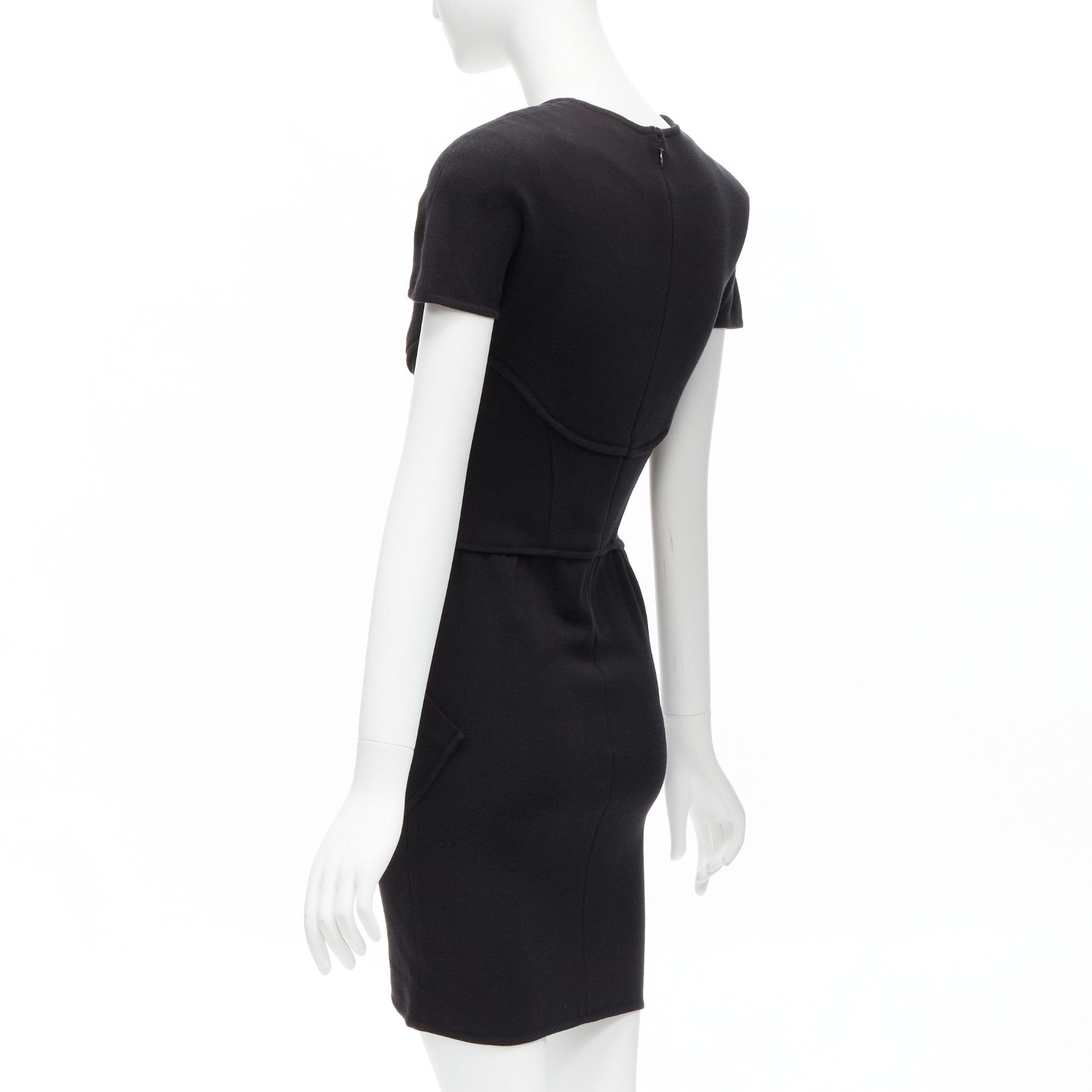 Thierry Mugler THIERRY MUGLER Vintage black jersey corset lace up waist bodycon dress M Size M / US 6-8 / IT 42-44 - 6 Thumbnail