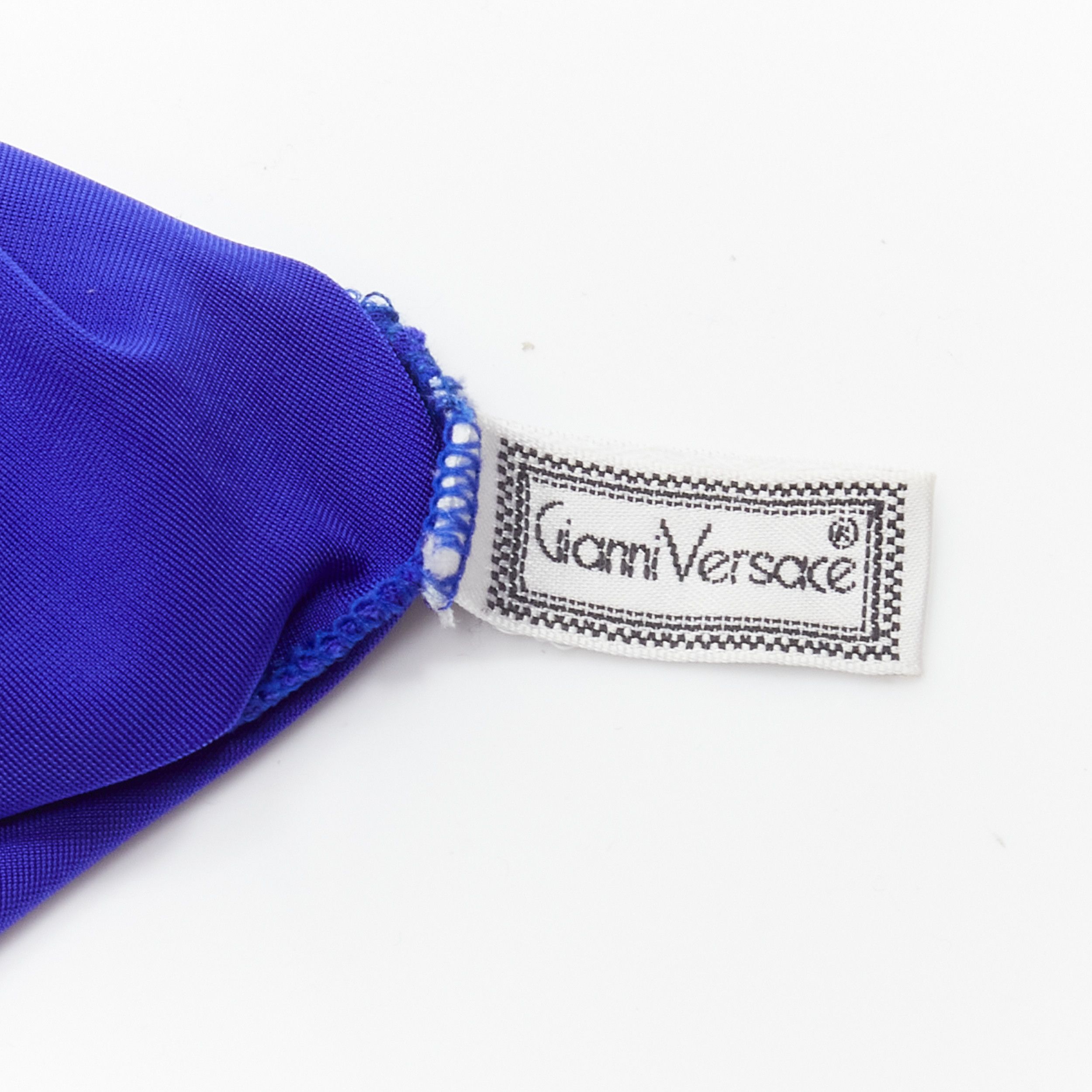 Versace GIANNI VERSACE Vintage blue lace satin panels blue crystal body suit top Size S / US 4 / IT 40 - 10 Thumbnail