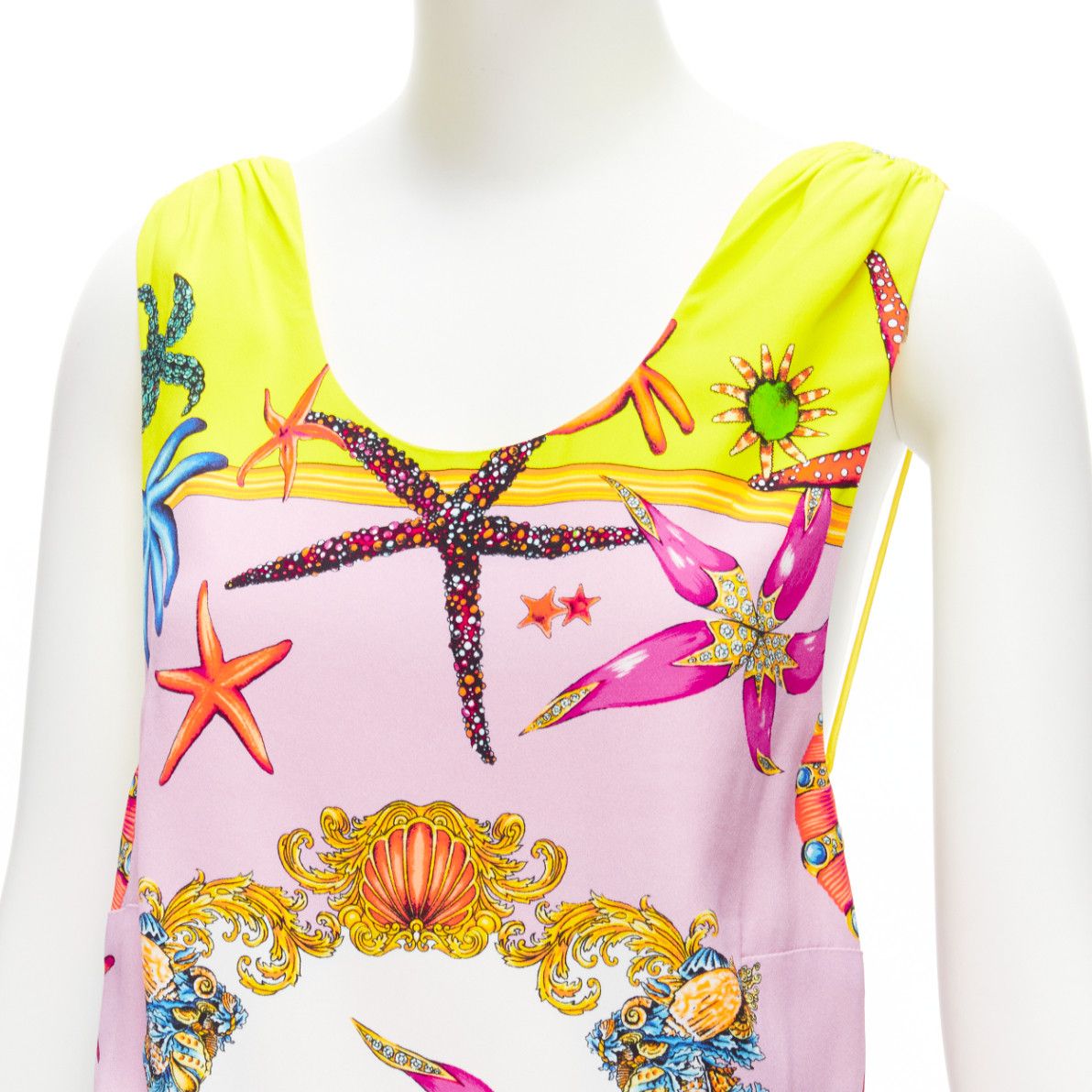 Versace VERSACE 2020 Tresor De La Mer signature starfish print yellow dress IT38 XS Size XS / US 0-2 / IT 36-38 - 7 Thumbnail