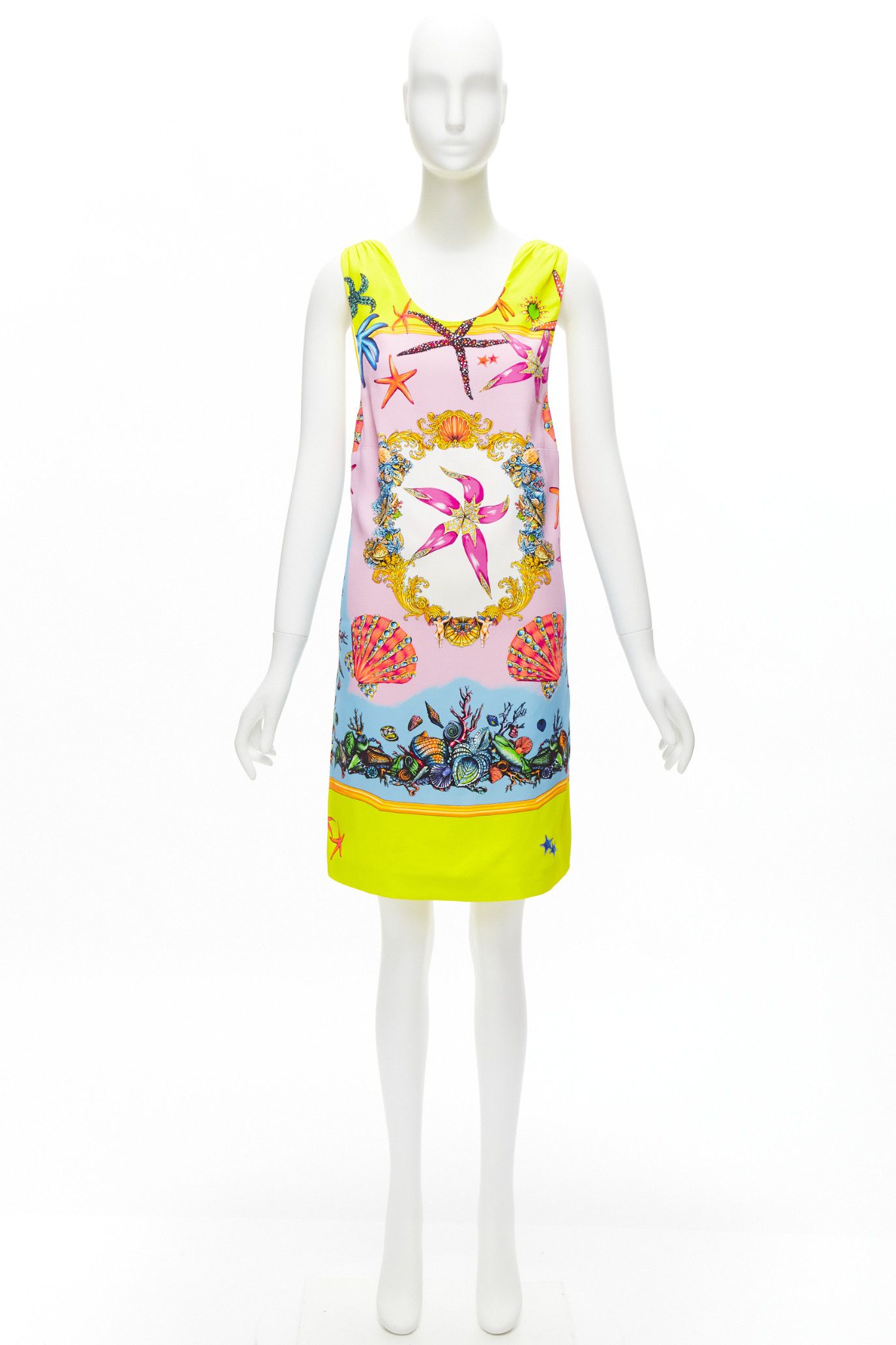 Versace VERSACE 2020 Tresor De La Mer signature starfish print yellow dress IT38 XS Size XS / US 0-2 / IT 36-38 - 10 Thumbnail
