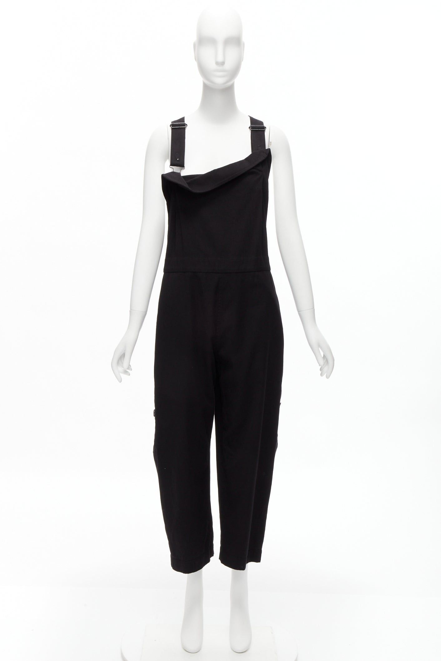 Yohji Yamamoto Y'S YOHJI YAMAMOTO black cotton blend button side drop crotch dungaree JP1 S Size 28" / US 6 / IT 42 - 9 Thumbnail