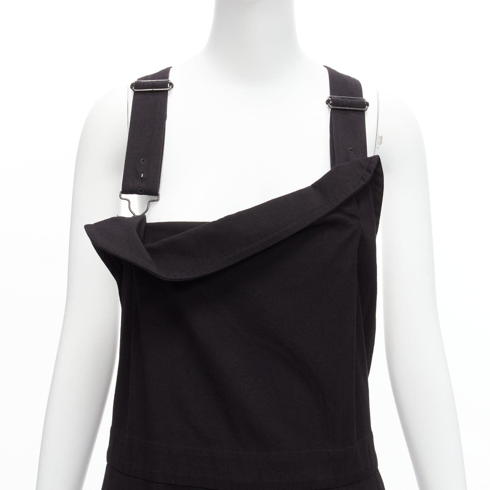 Yohji Yamamoto Y'S YOHJI YAMAMOTO black cotton blend button side drop crotch dungaree JP1 S Size 28" / US 6 / IT 42 - 2 Thumbnail
