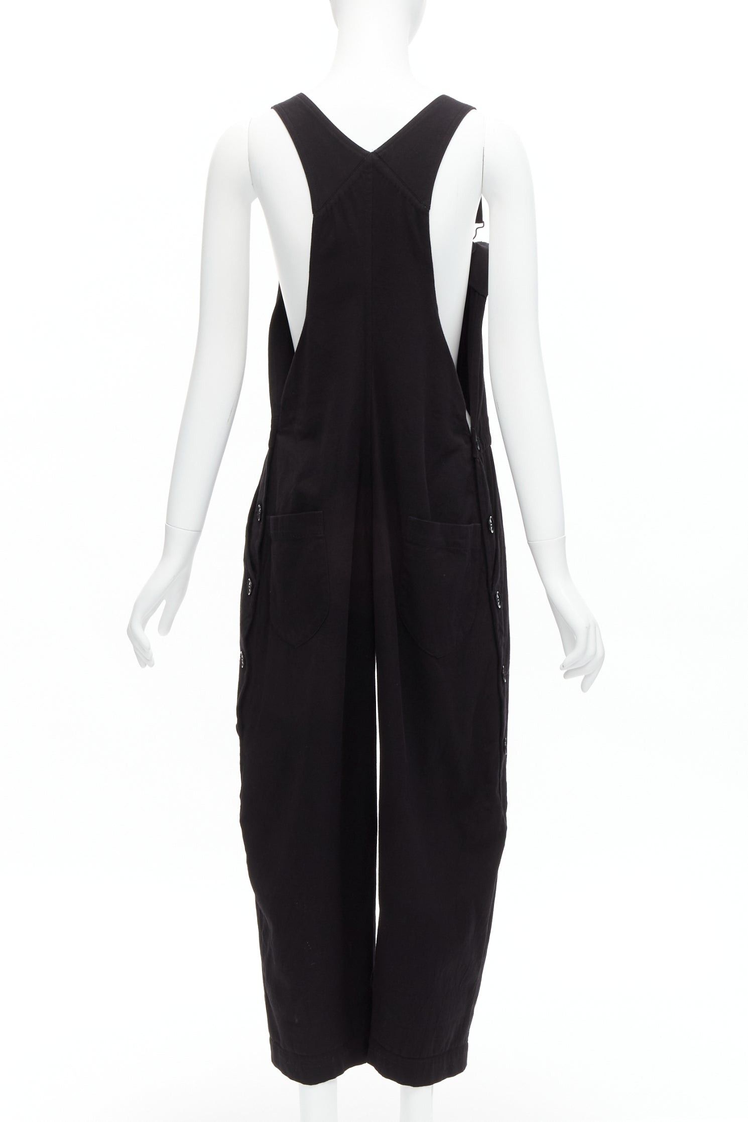 Yohji Yamamoto Y'S YOHJI YAMAMOTO black cotton blend button side drop crotch dungaree JP1 S Size 28" / US 6 / IT 42 - 5 Thumbnail