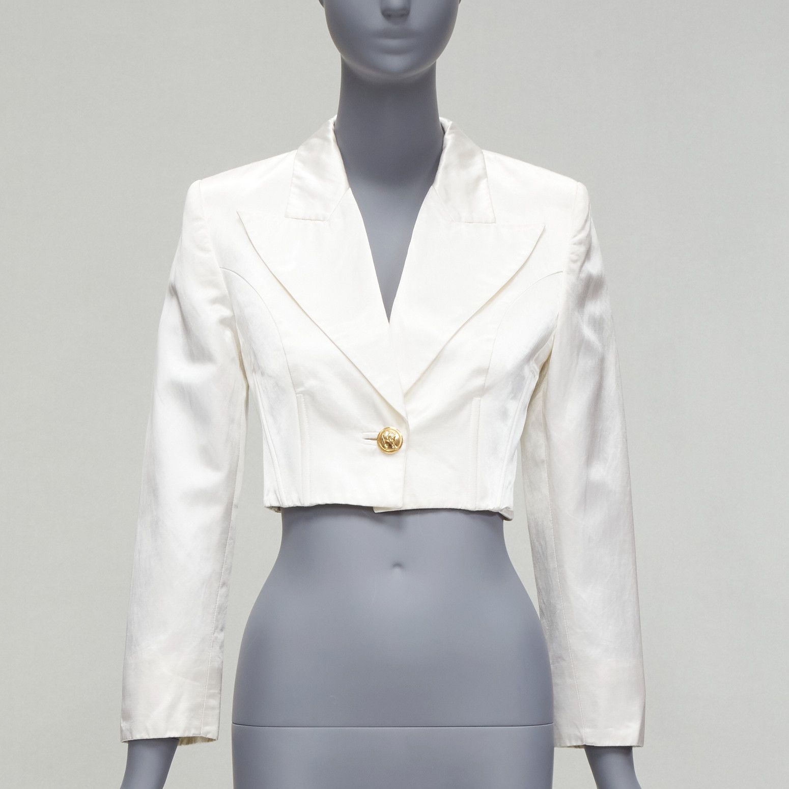 Versus VERSUS GIANNI VERSACE pearl satin lattice lace back cropped blazer jacket IT42 M Size M / US 6-8 / IT 42-44 - 3 Thumbnail