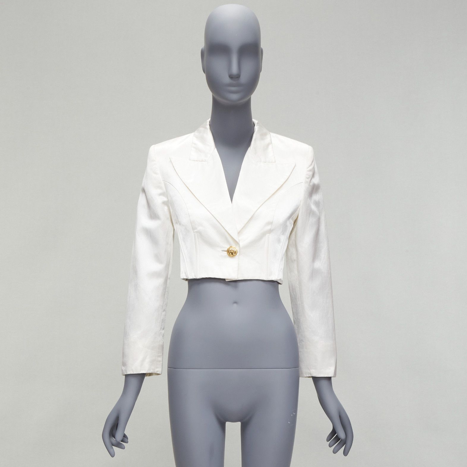 Versus VERSUS GIANNI VERSACE pearl satin lattice lace back cropped blazer jacket IT42 M Size M / US 6-8 / IT 42-44 - 12 Thumbnail