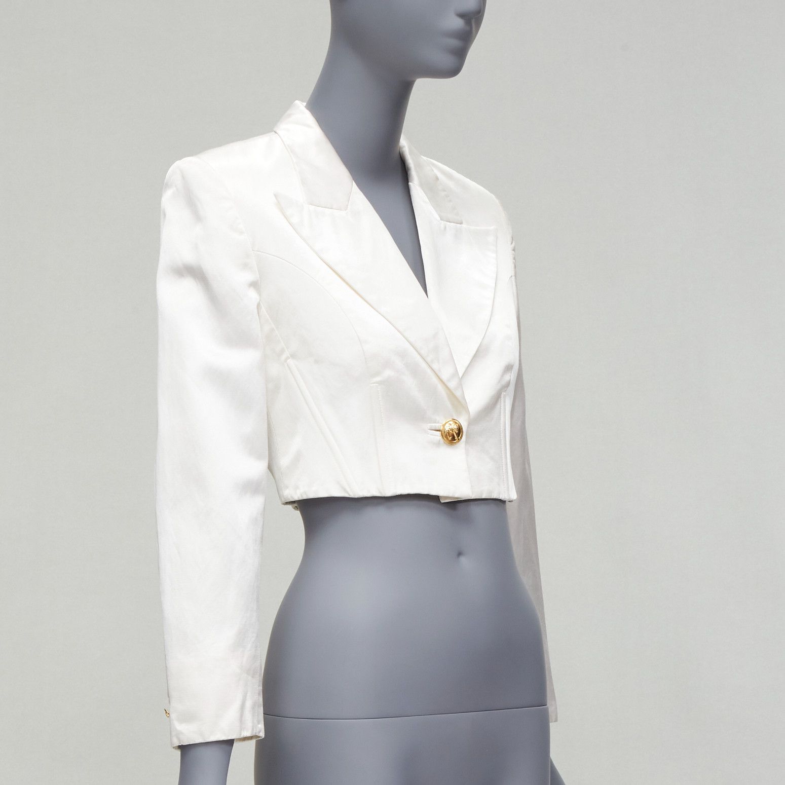Versus VERSUS GIANNI VERSACE pearl satin lattice lace back cropped blazer jacket IT42 M Size M / US 6-8 / IT 42-44 - 4 Thumbnail