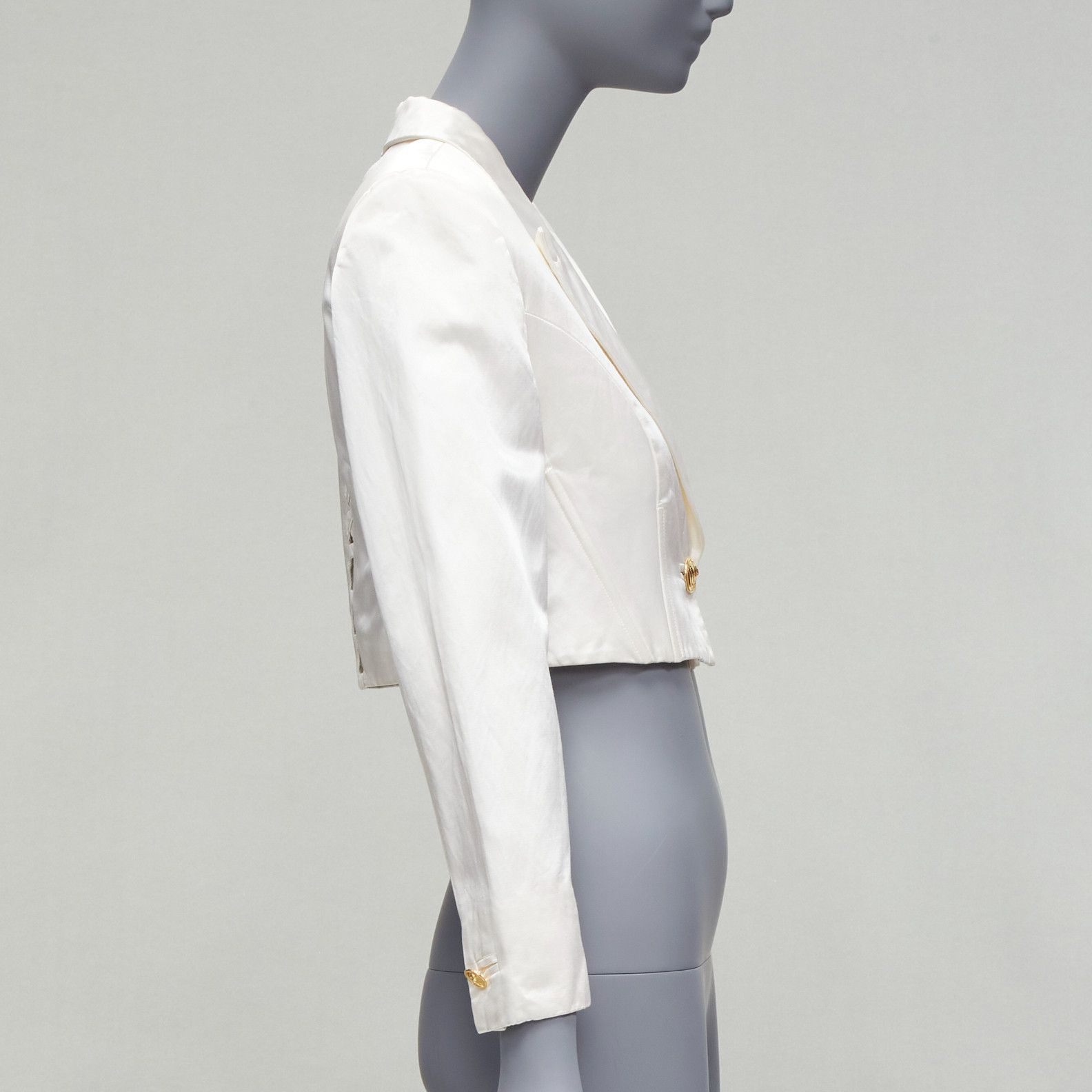 Versus VERSUS GIANNI VERSACE pearl satin lattice lace back cropped blazer jacket IT42 M Size M / US 6-8 / IT 42-44 - 5 Thumbnail