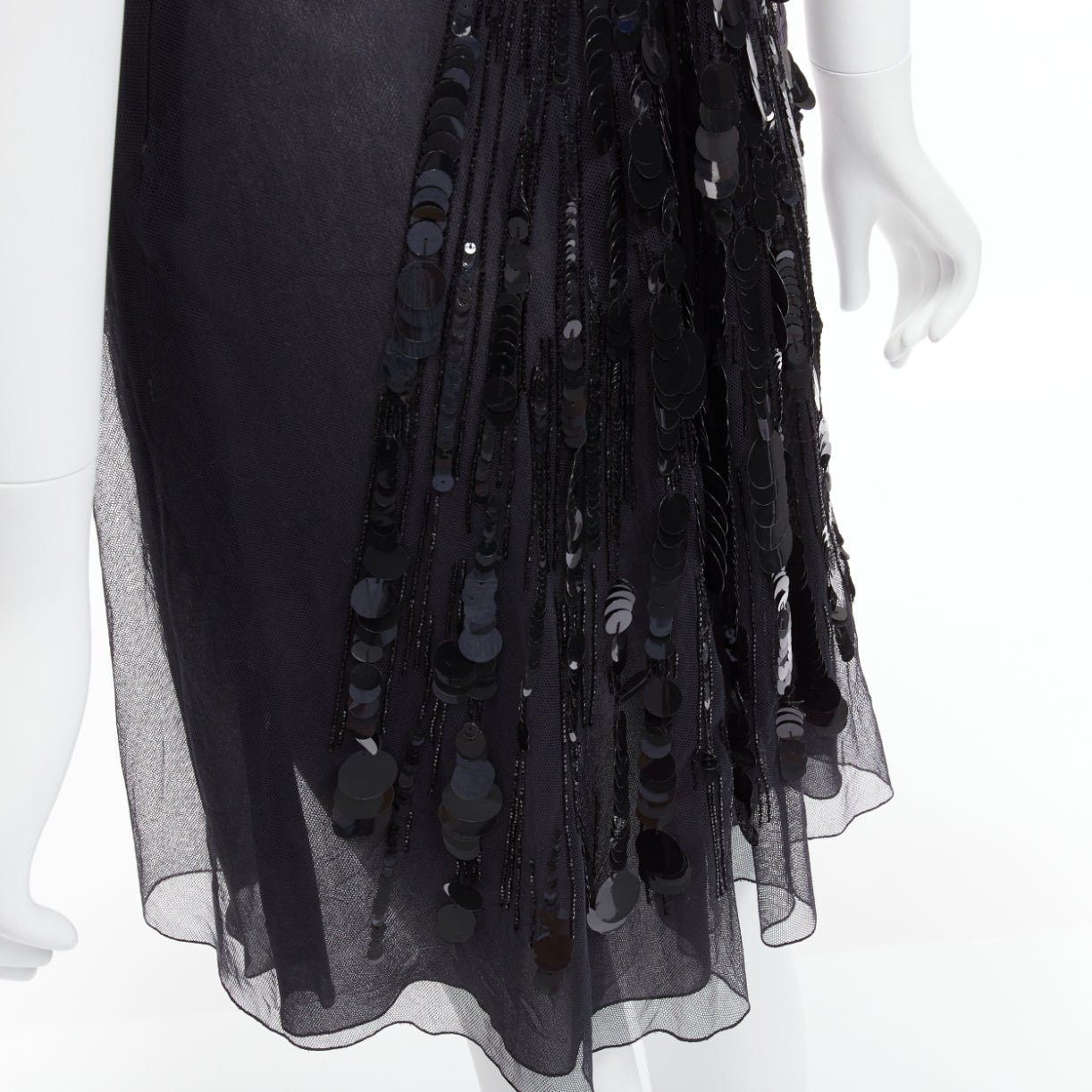 Versace rare VERSACE 2008 black sequins bead embellishment satin ruffle pleated strap dress IT38 XS Size XS / US 0-2 / IT 36-38 - 9 Thumbnail