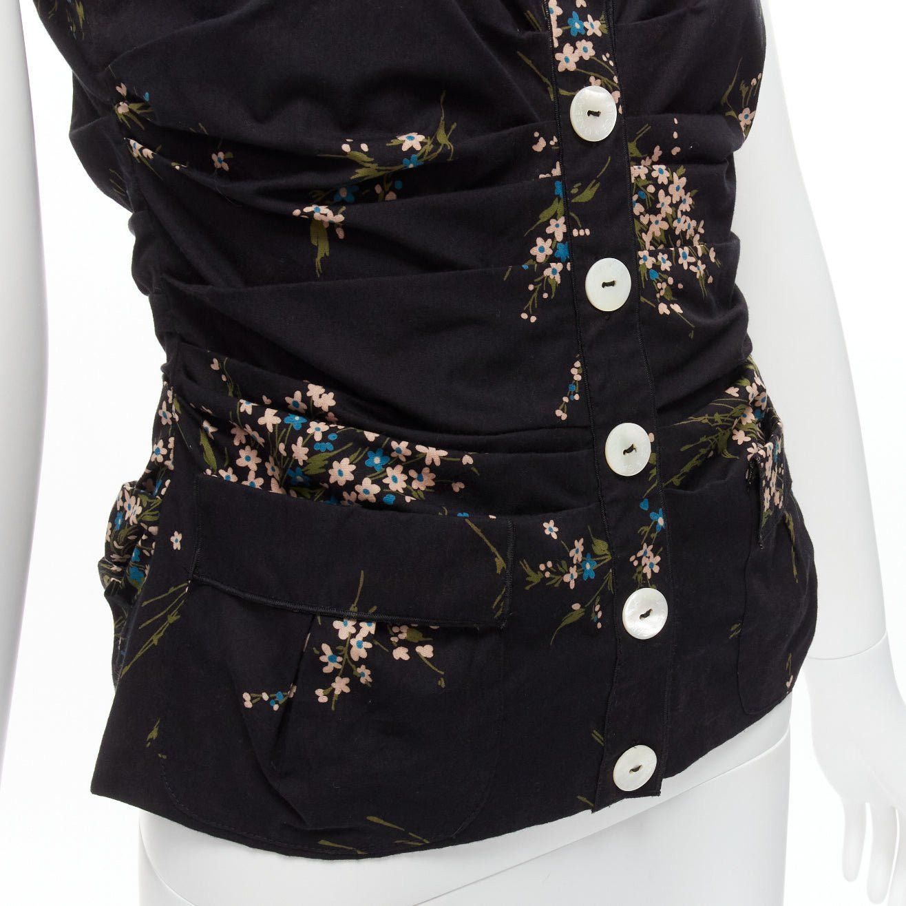 Dolce & Gabbana DOLCE GABBANA black floral print cross back lace trim corset top IT42 M Size M / US 6-8 / IT 42-44 - 7 Thumbnail