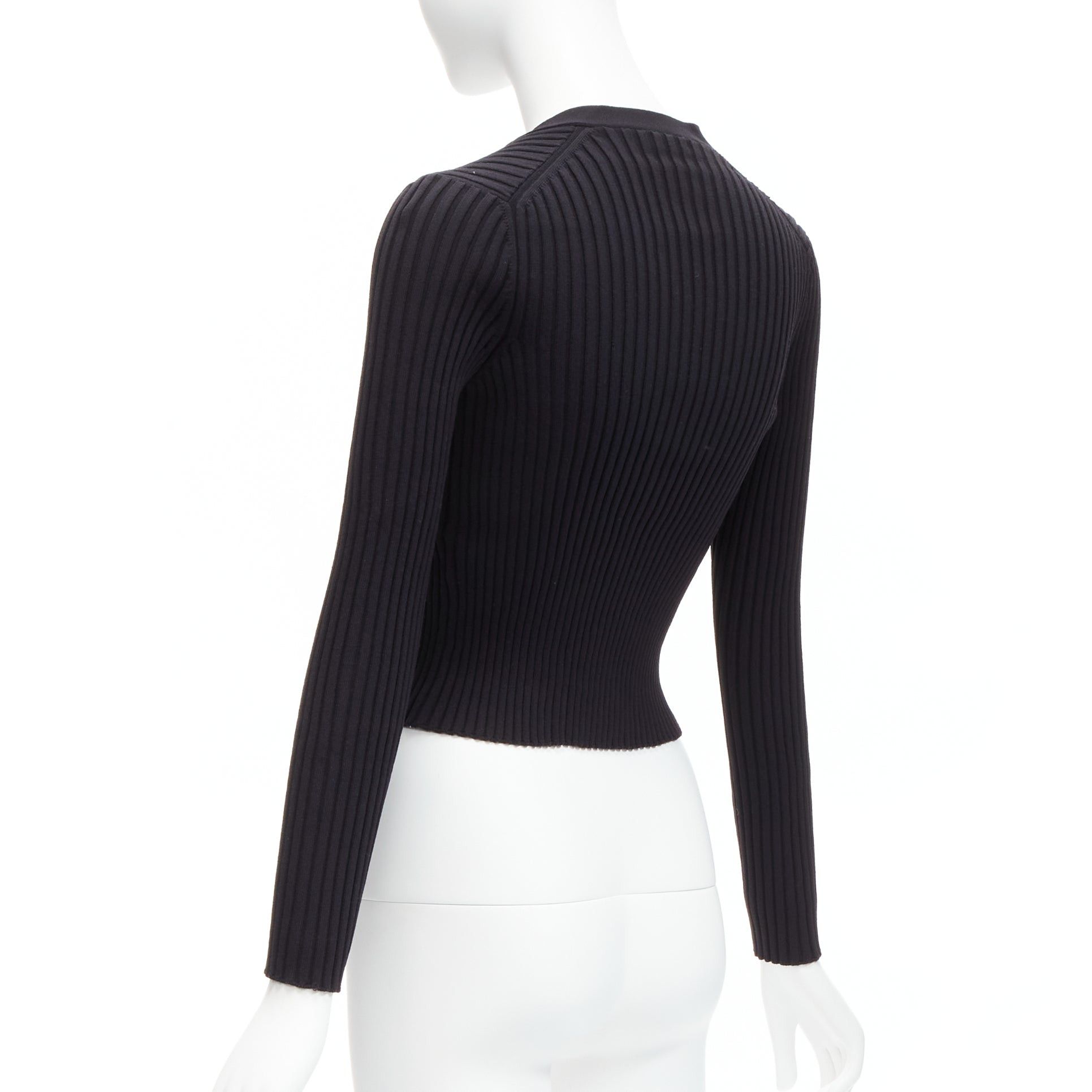 Chanel CHANEL 01A Vintage gold CC logo button ribbed cropped cardigan FR42 L Size L / US 10 / IT 46 - 7 Thumbnail