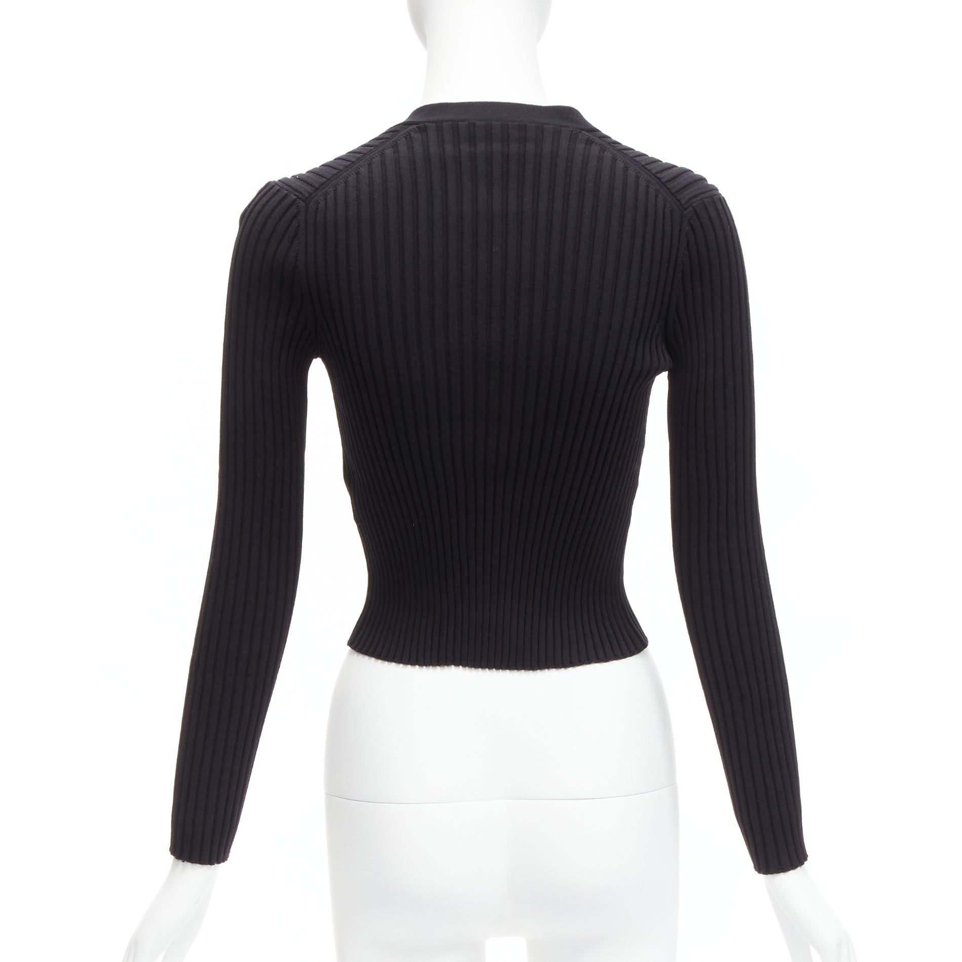 Chanel CHANEL 01A Vintage gold CC logo button ribbed cropped cardigan FR42 L Size L / US 10 / IT 46 - 6 Thumbnail
