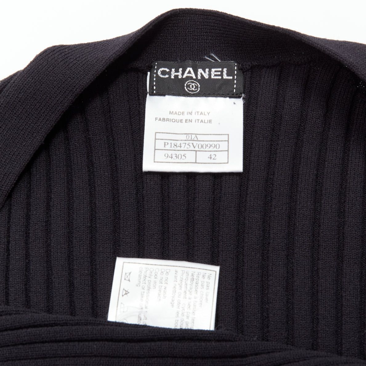 Chanel CHANEL 01A Vintage gold CC logo button ribbed cropped cardigan FR42 L Size L / US 10 / IT 46 - 10 Thumbnail
