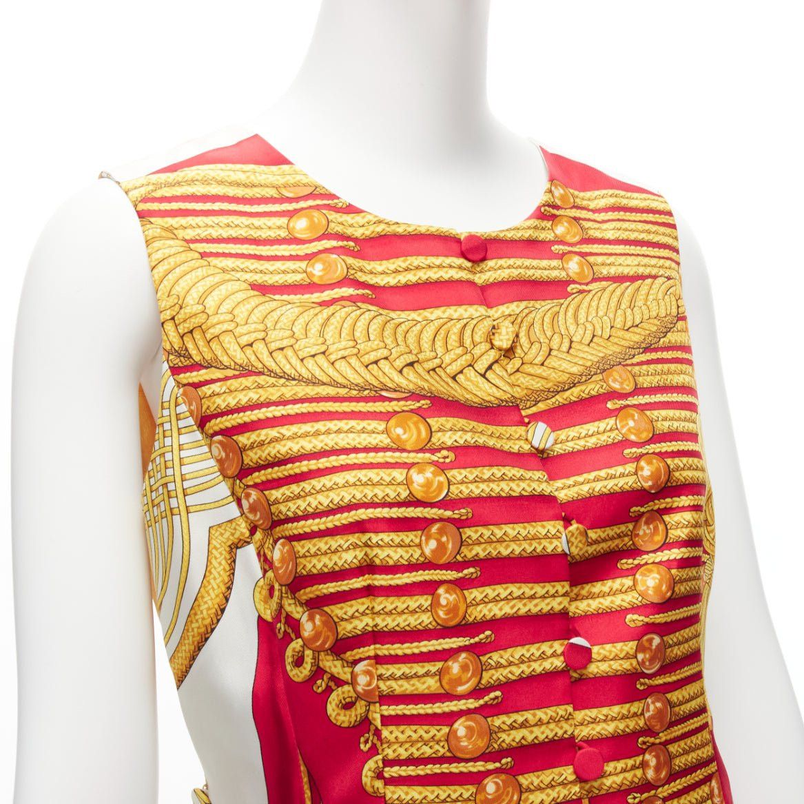 Hermes rare HERMES Vintage Hussar Tromp Loeil print red gold silk buttons waistcoat vest FR40 L Size M / US 6-8 / IT 42-44 - 7 Thumbnail