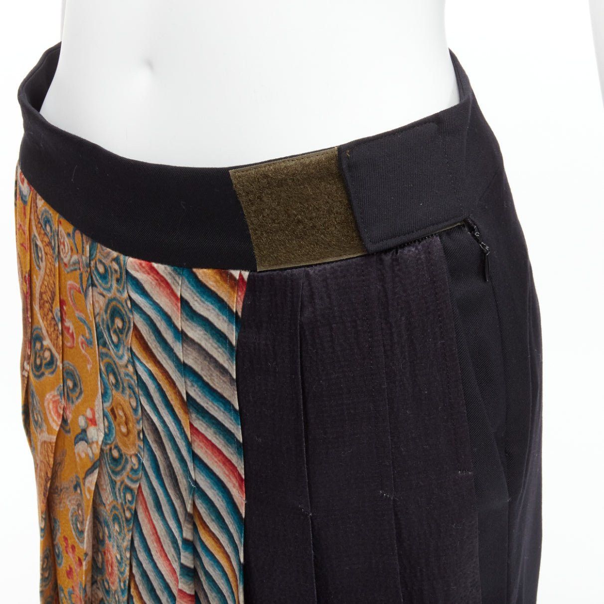 Dries Van Noten new DRIES VAN NOTEN 2012 Runway Yellow chinese dragon print pleated kilt layered trousers FR36 S Size 27" / US 4 / IT 40 - 2 Thumbnail