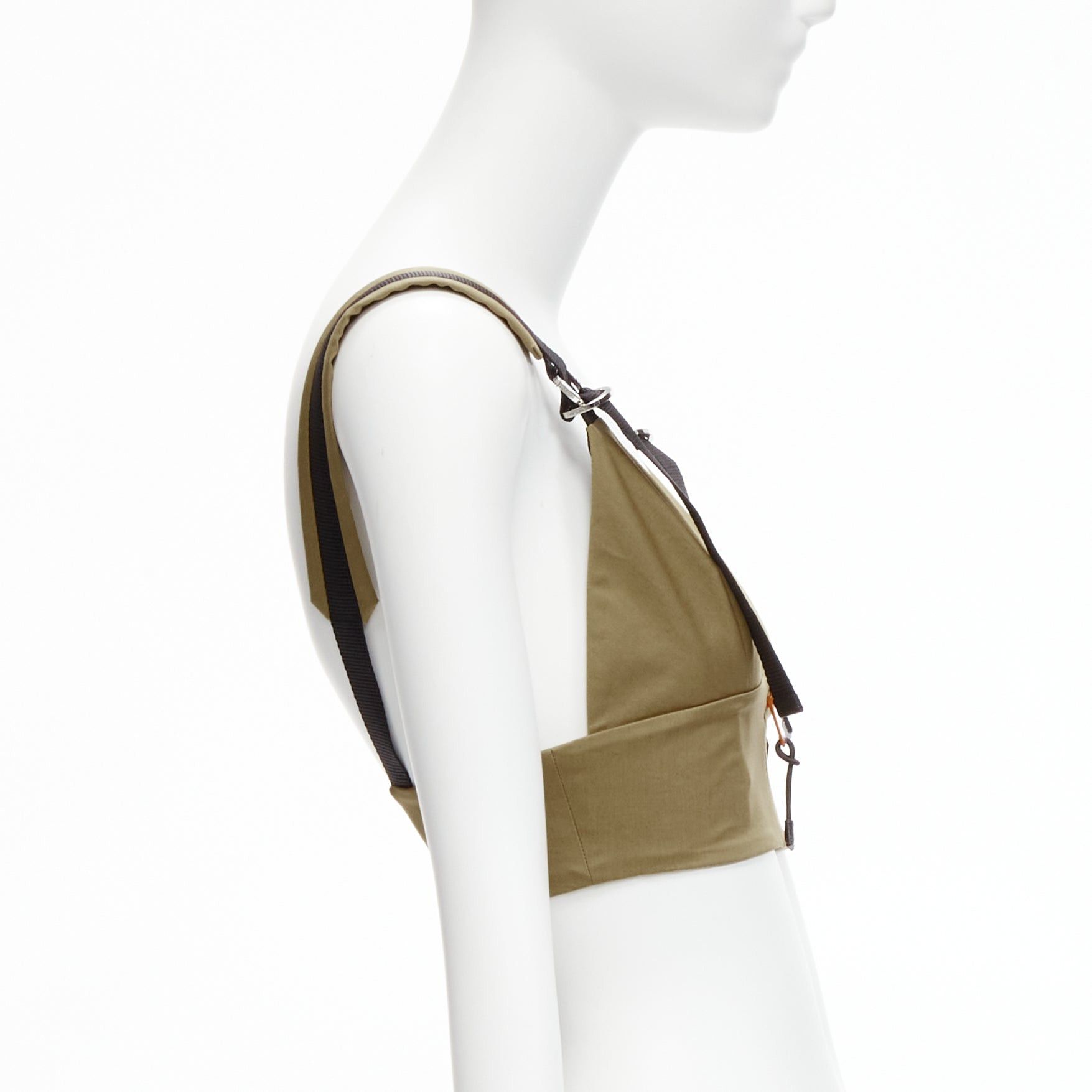 Prada new PRADA 2021 orange zip khaki green technical strap bra top IT40 S Size S / US 4 / IT 40 - 4 Thumbnail