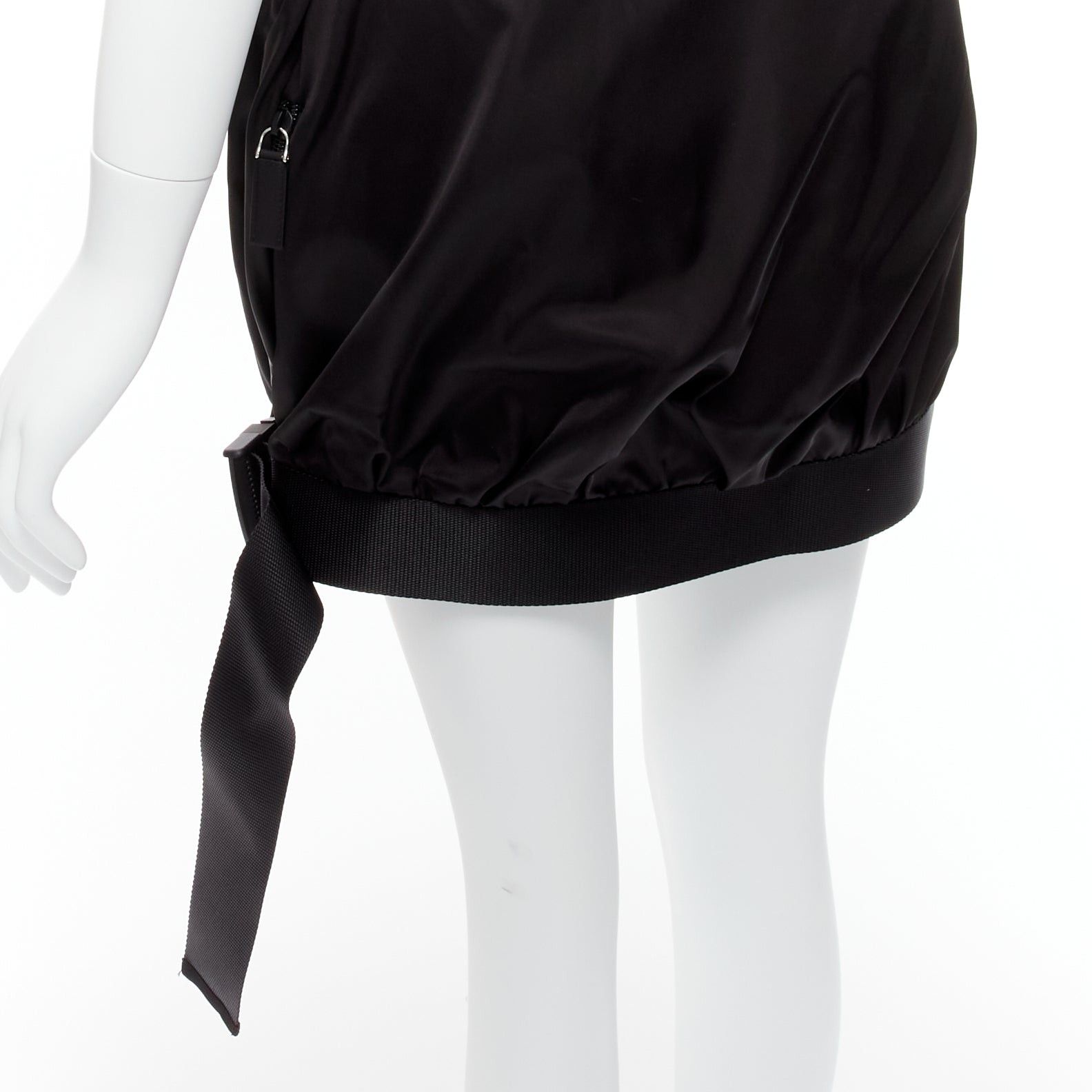 Prada new PRADA 2020 Re Nylon black triangle logo front pocket buckle bubble skirt IT38 XS Size 26" / US 2 / IT 38 - 8 Thumbnail