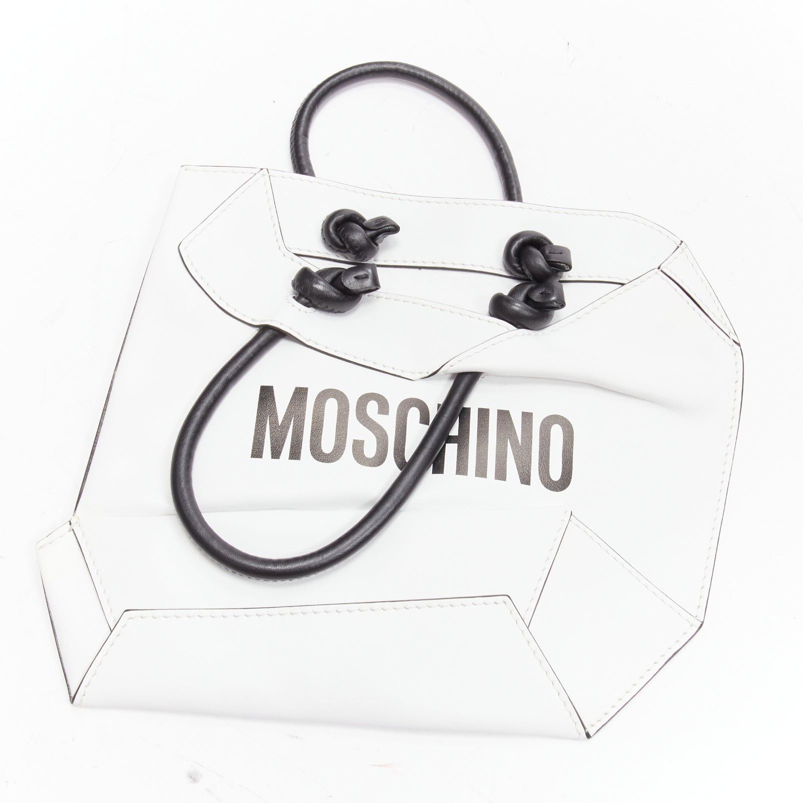 Moschino MOSCHINO COUTURE white optical 2D flat shopping tote leather clutch bag Size ONE SIZE - 5 Thumbnail