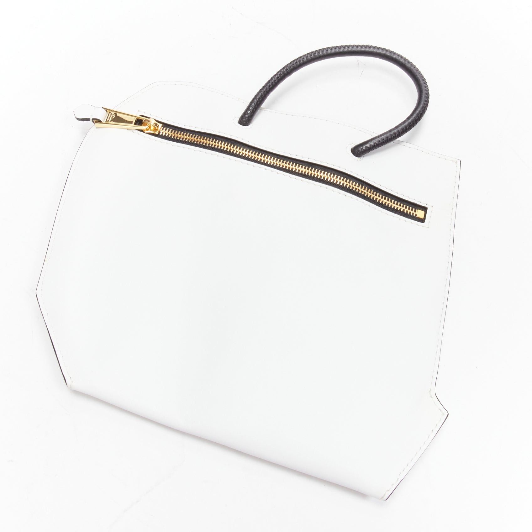 Moschino MOSCHINO COUTURE white optical 2D flat shopping tote leather clutch bag Size ONE SIZE - 6 Thumbnail